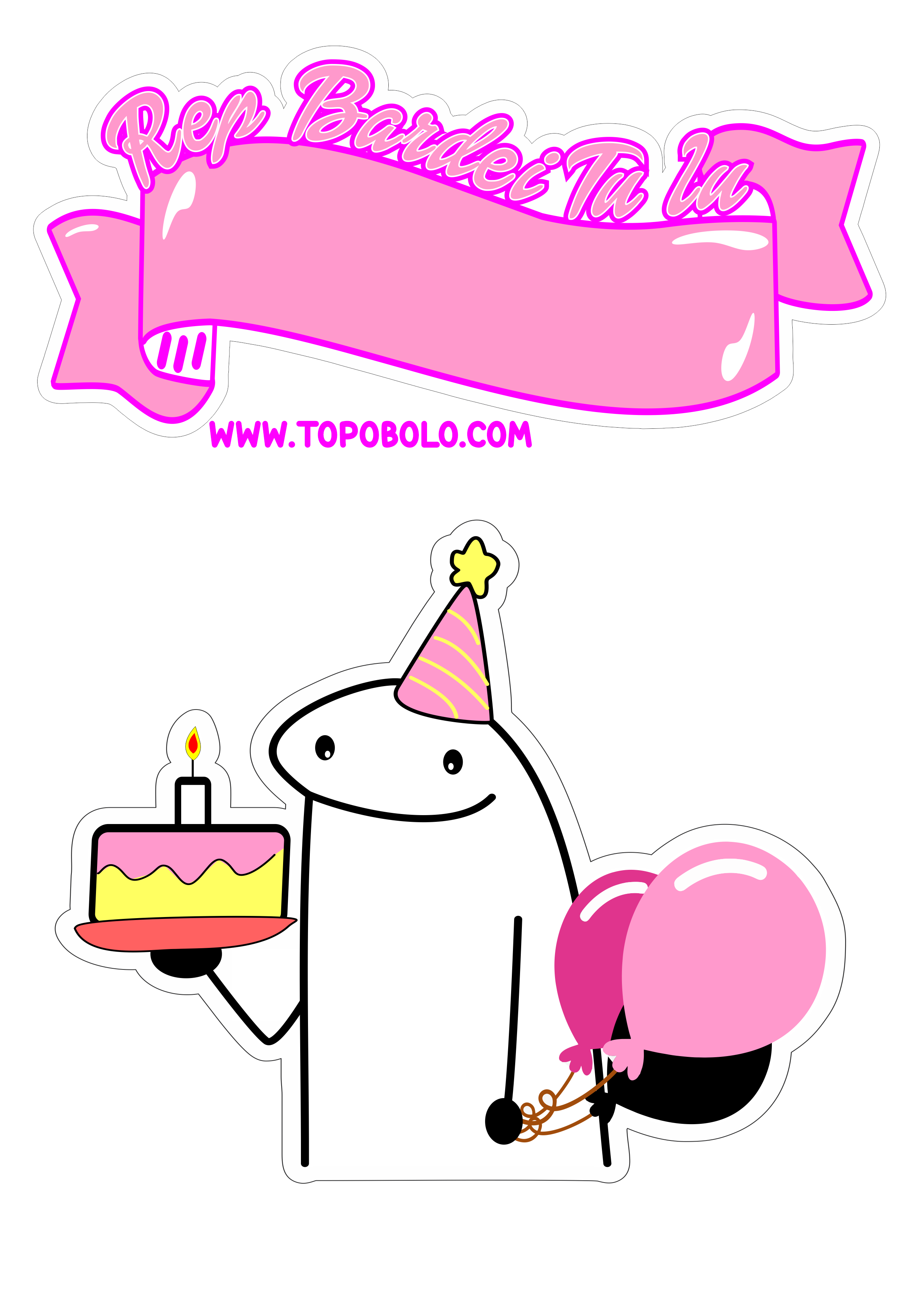 Topo de bolo para imprimir flork of cows rosa figurinha engraçada decoração de aniversário festa png