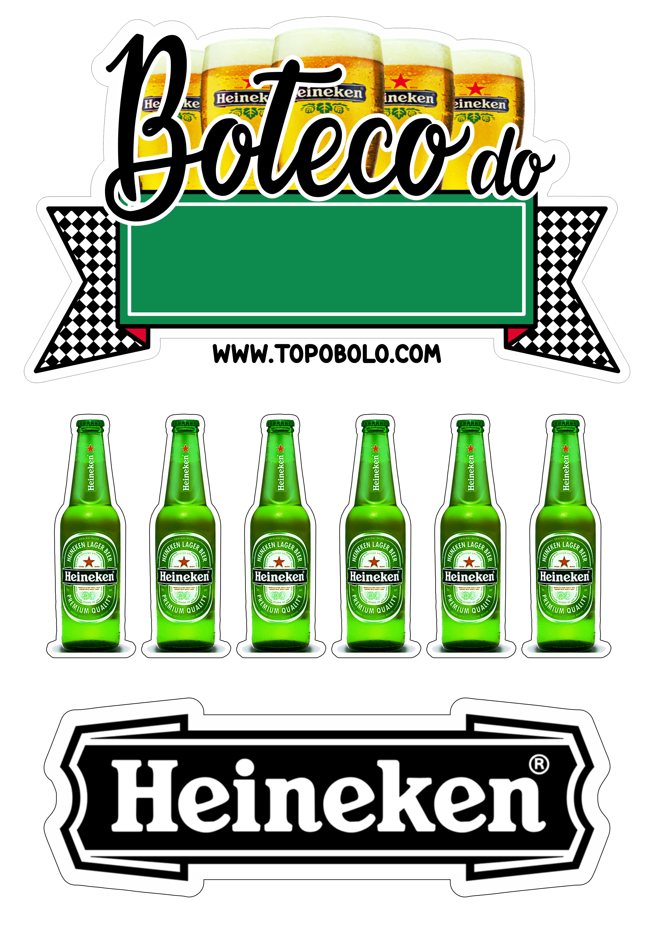 Boteco Heineken decoração de festa para imprimir png