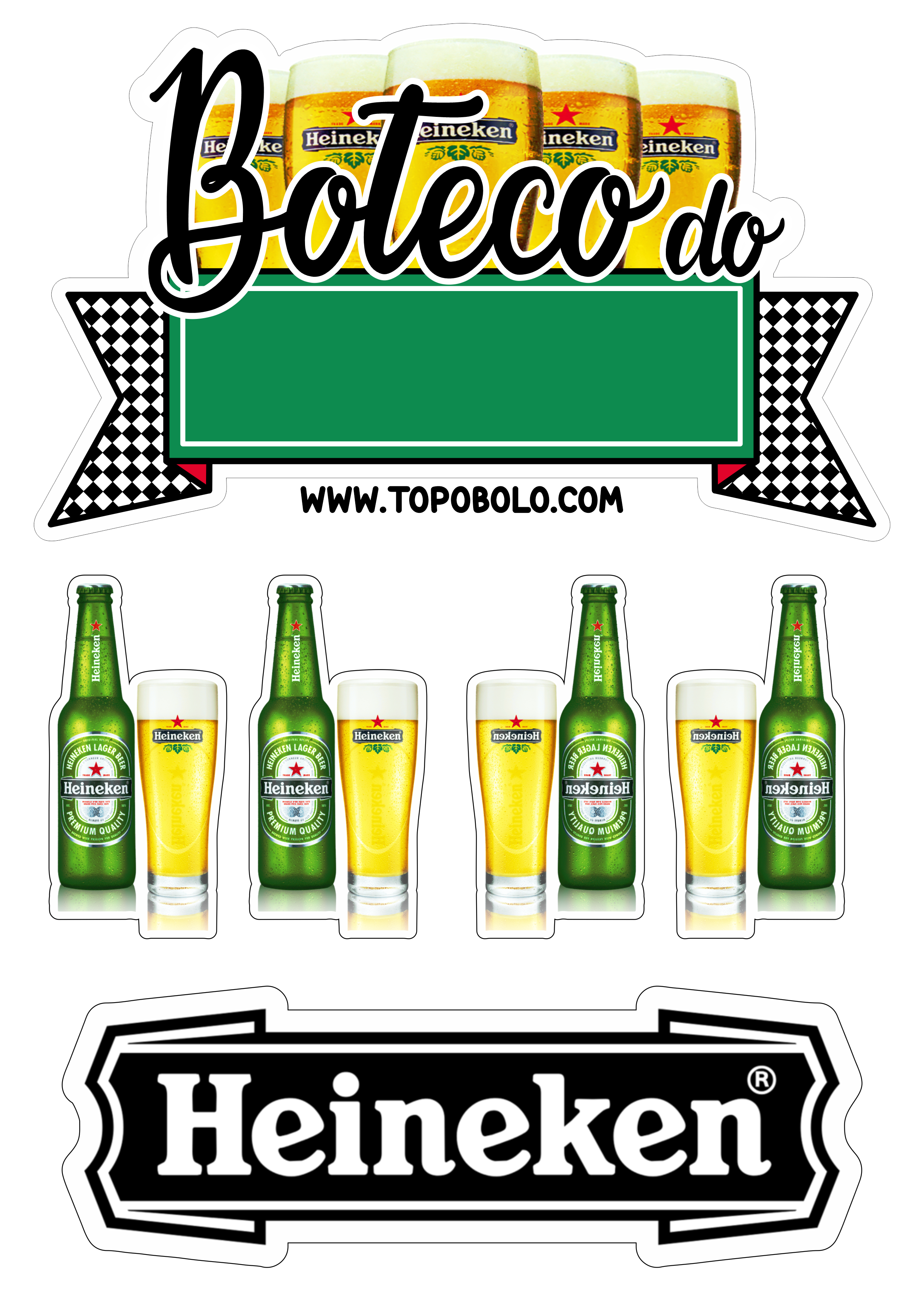 Boteco Heineken decoração de festa para imprimir cerveja bebida png