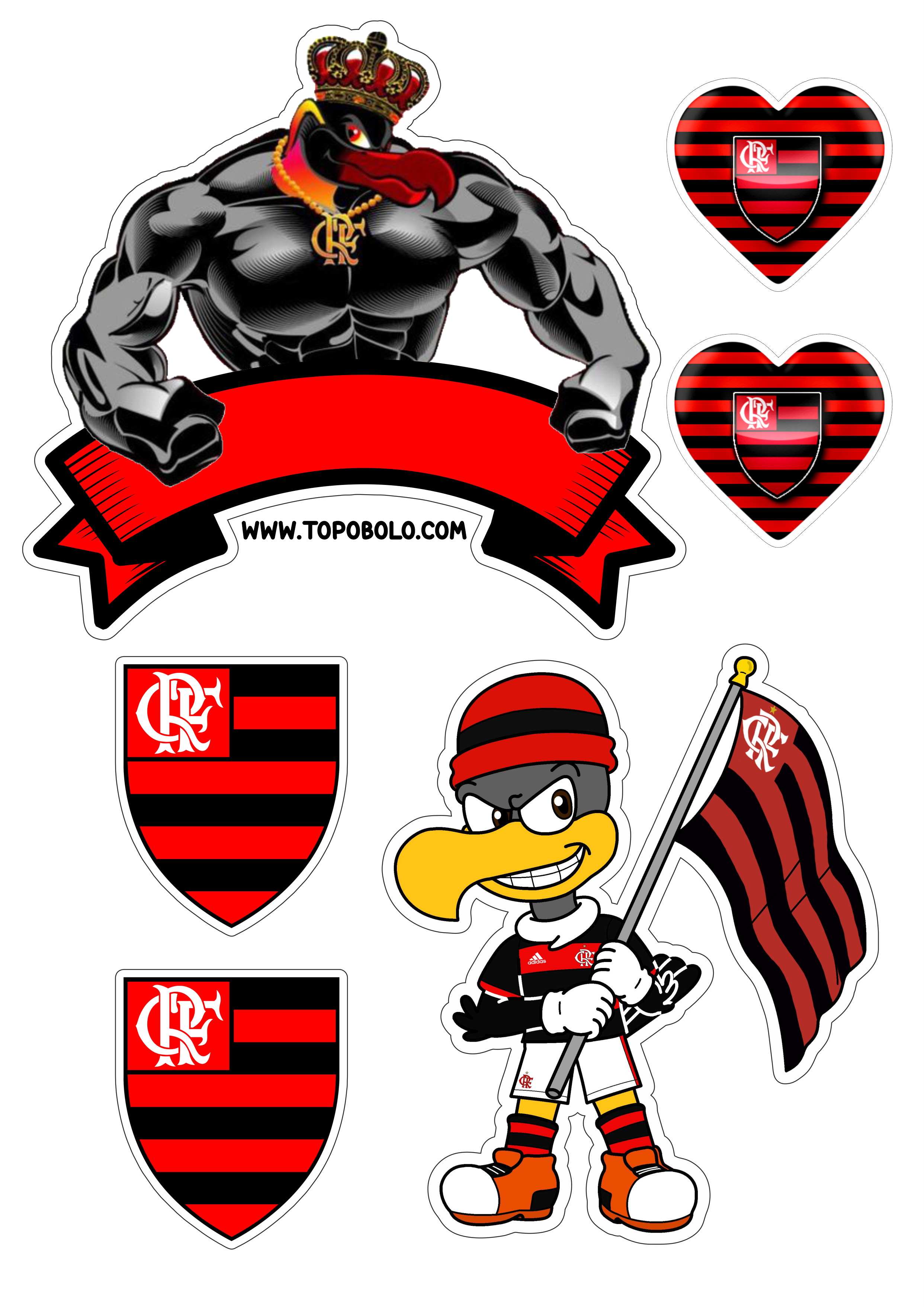 Flamengo futebol clube topo de bolo decoração de aniversário urubu png