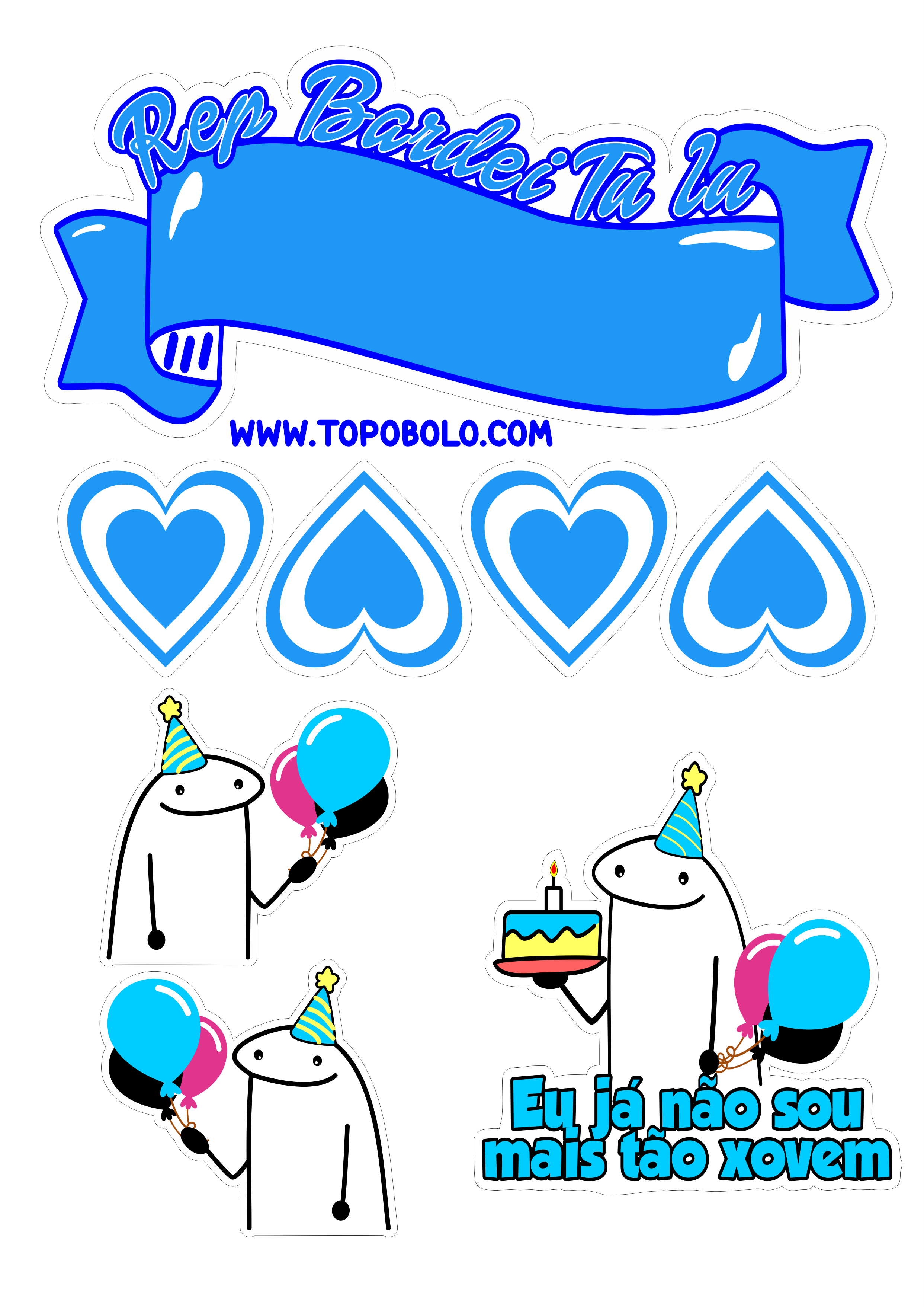 Happy Birthday topo de bolo flork of cows figurinhas engraçadas azul já não sou mais tão jovem png image corações