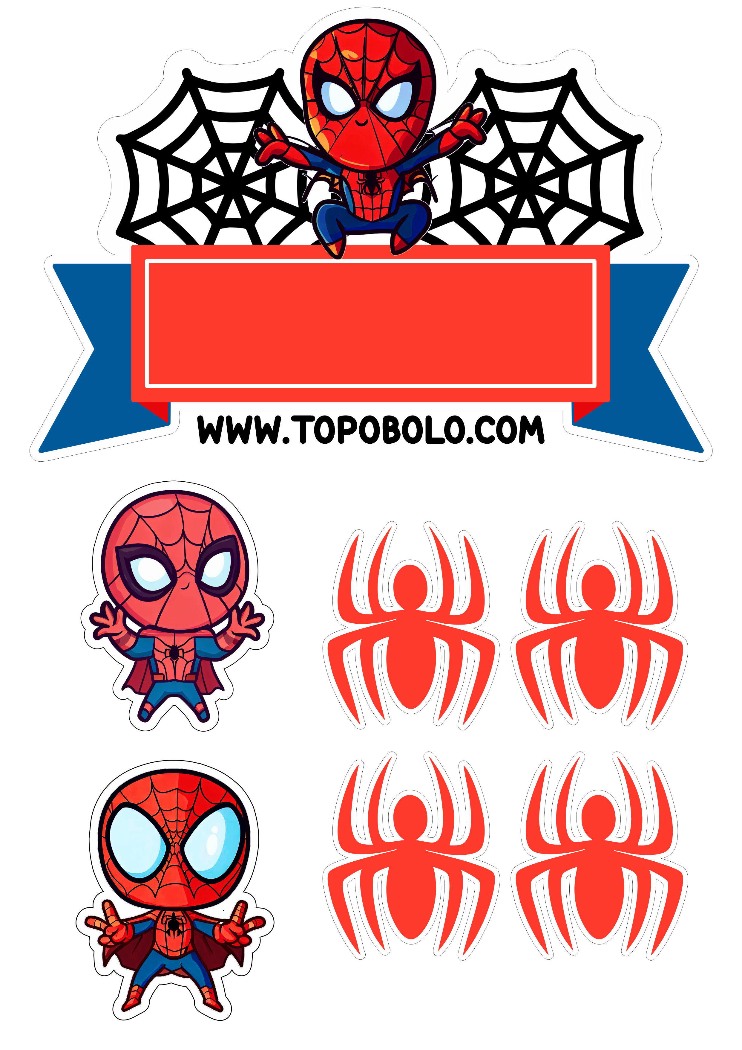 Homem-Aranha aniversário infantil Topo de bolo para imprimir Spider-Man cute png