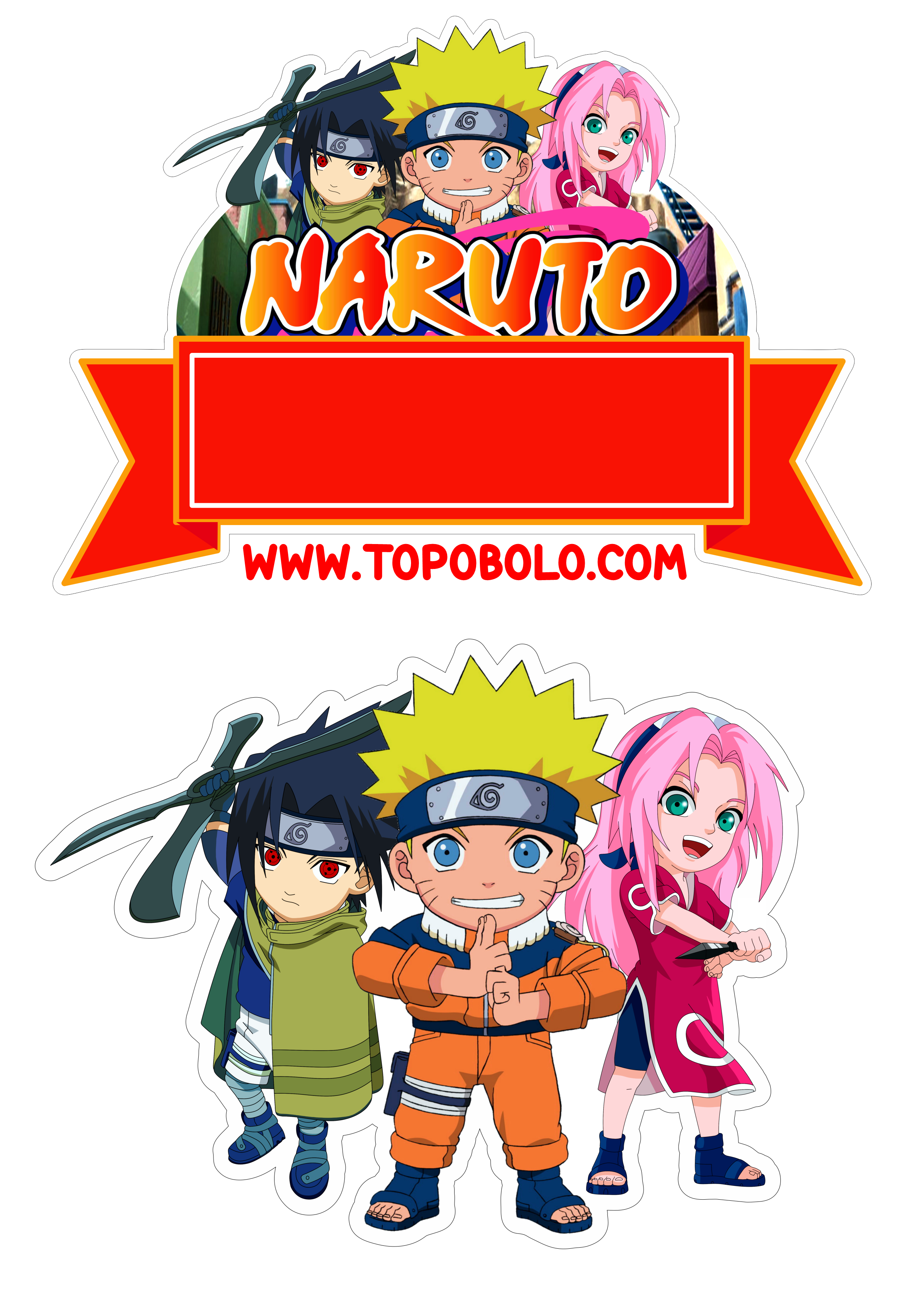 Naruto Clássico topo de bolo de aniversário png