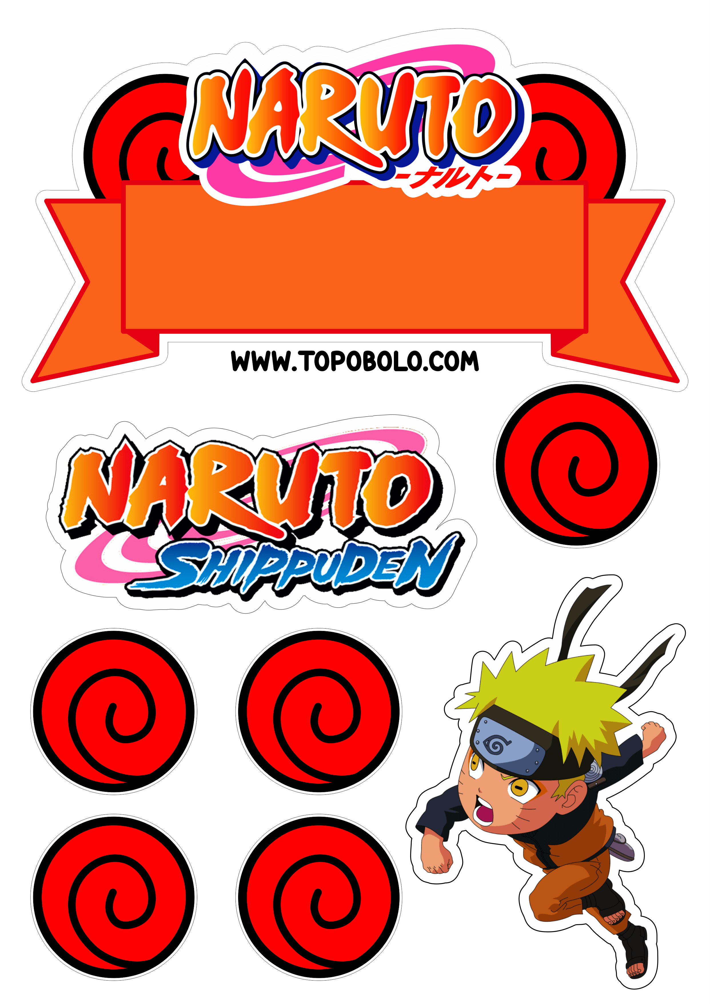 Naruto shippuden topo de bolo de aniversário anime png