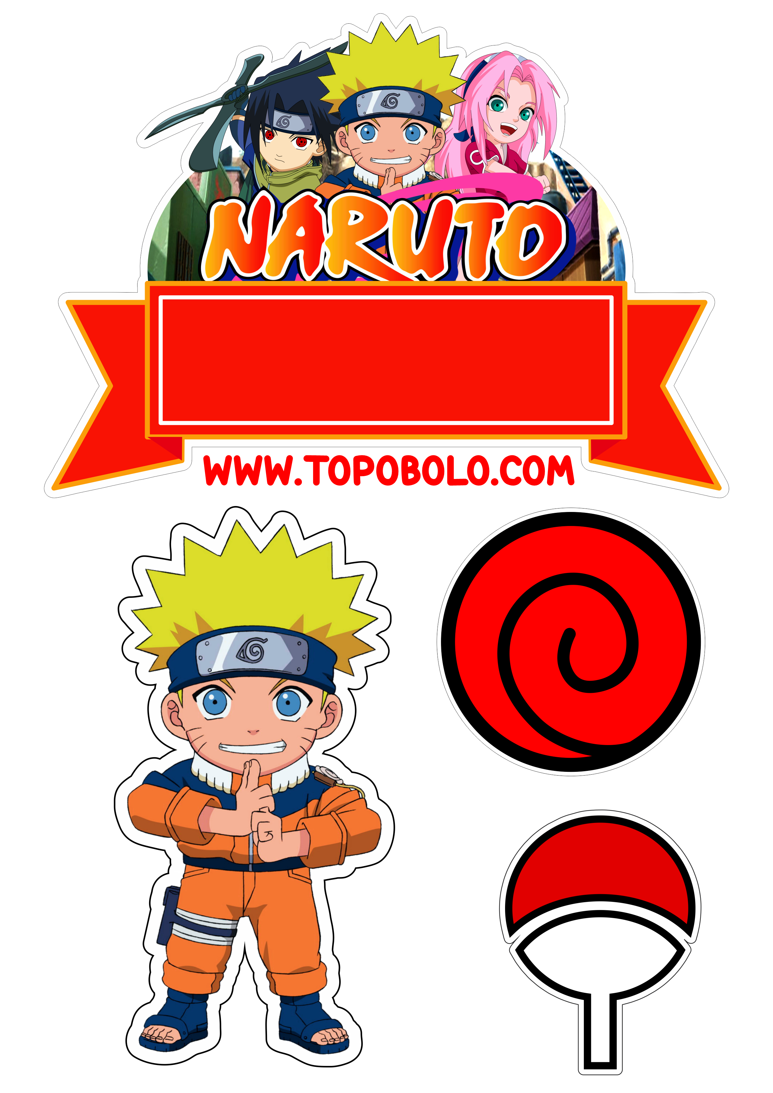 Naruto Clássico topo de bolo de aniversário Sasuke Sakura png