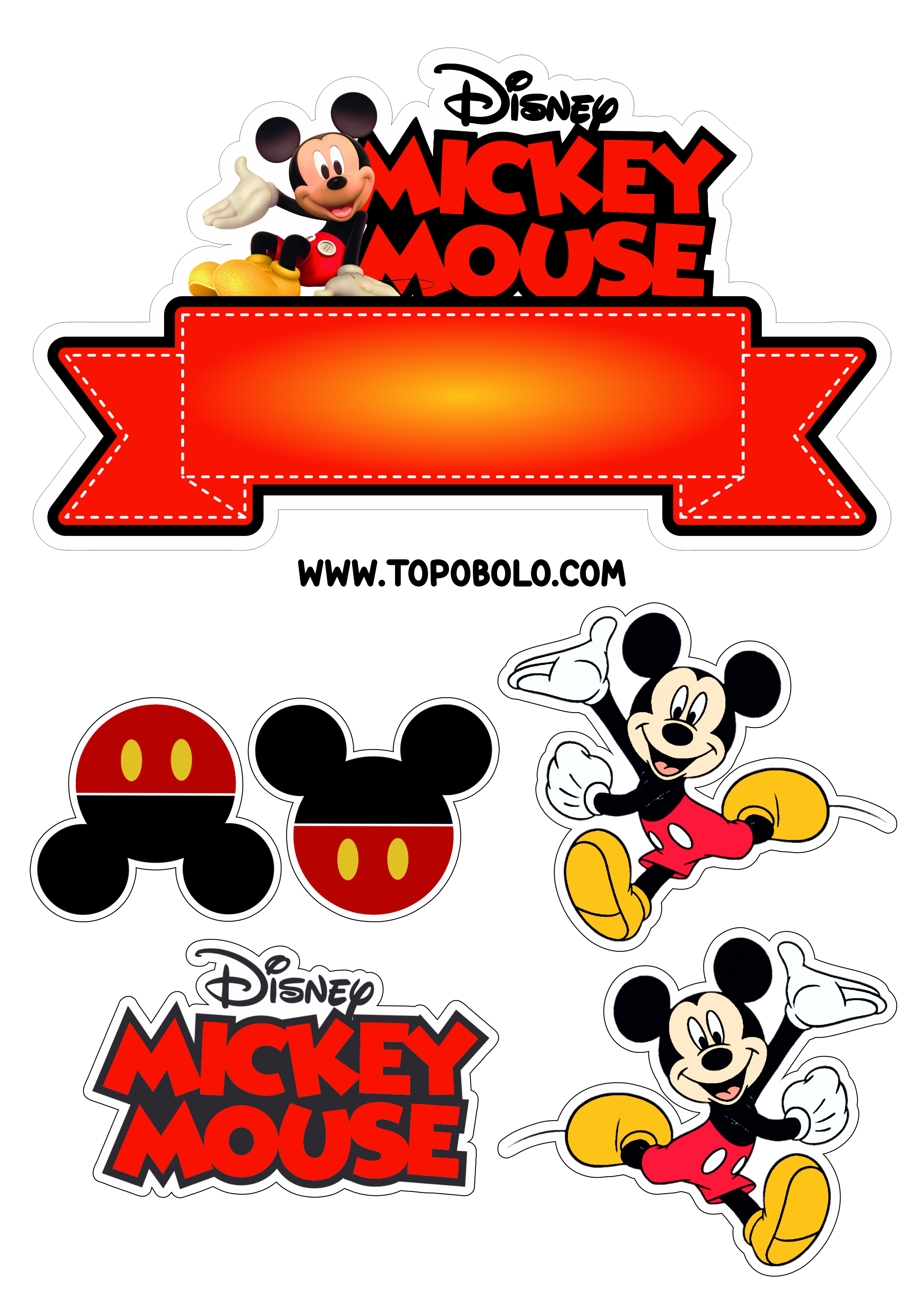 Topo de bolo Mickey Mouse festa de aniversário infantil Disney desenho infantil hora da festa png