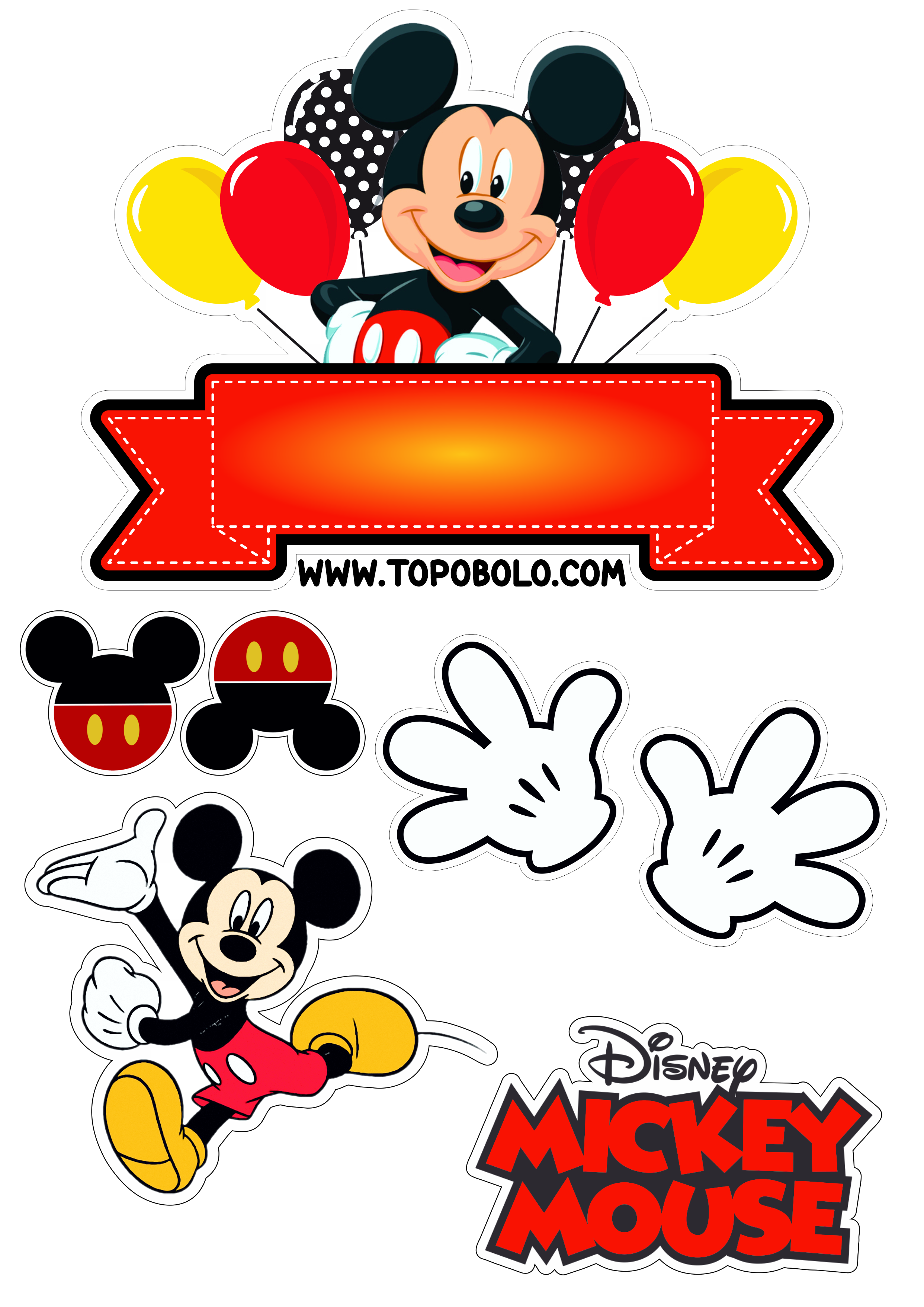 Topo de bolo Mickey Mouse festa de aniversário infantil Disney desenho infantil png