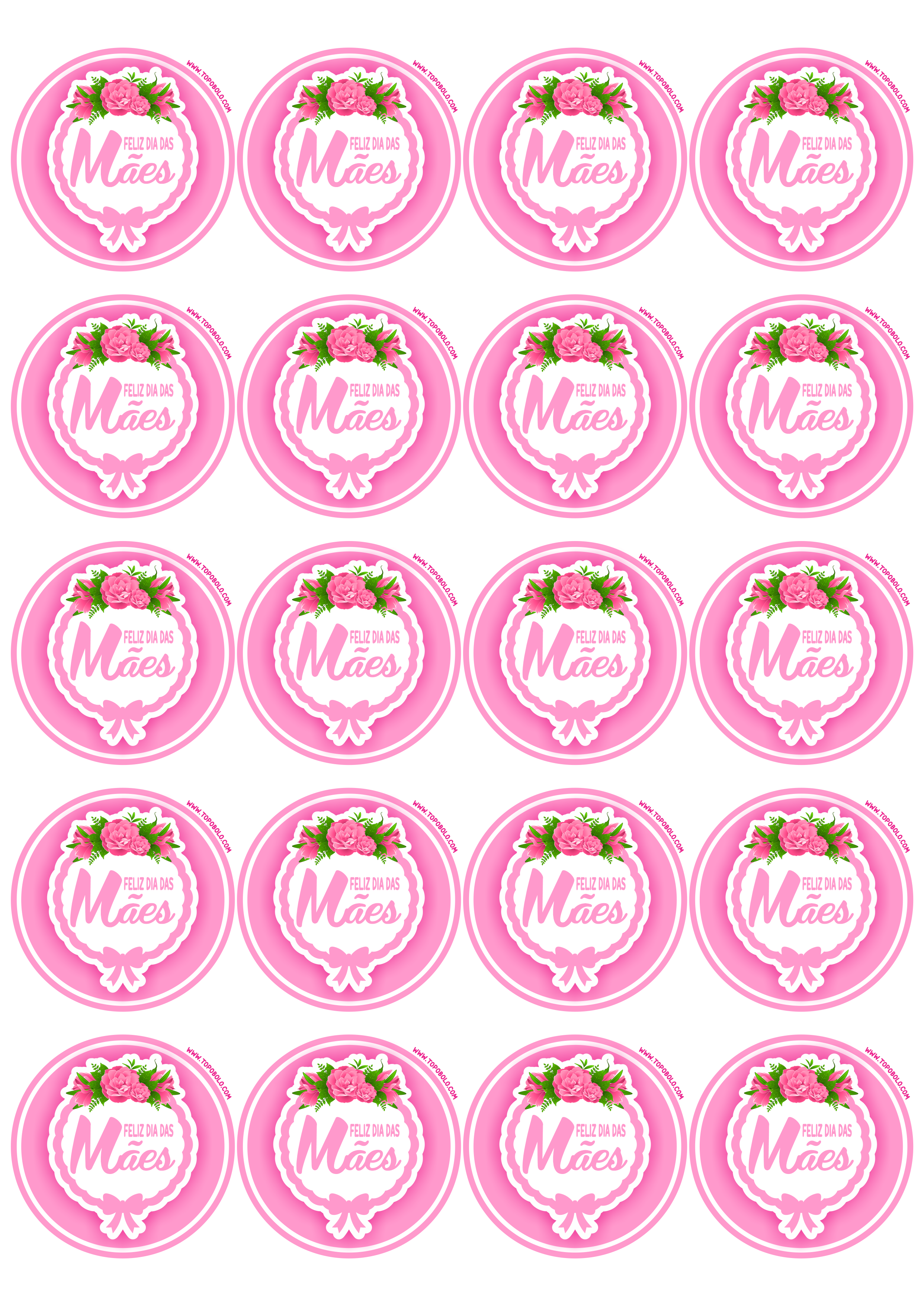 Feliz dia das mães decoração rosa pronto para imprimir adesivo redondo tag sticker artes gráficas de papelaria 20 imagens png