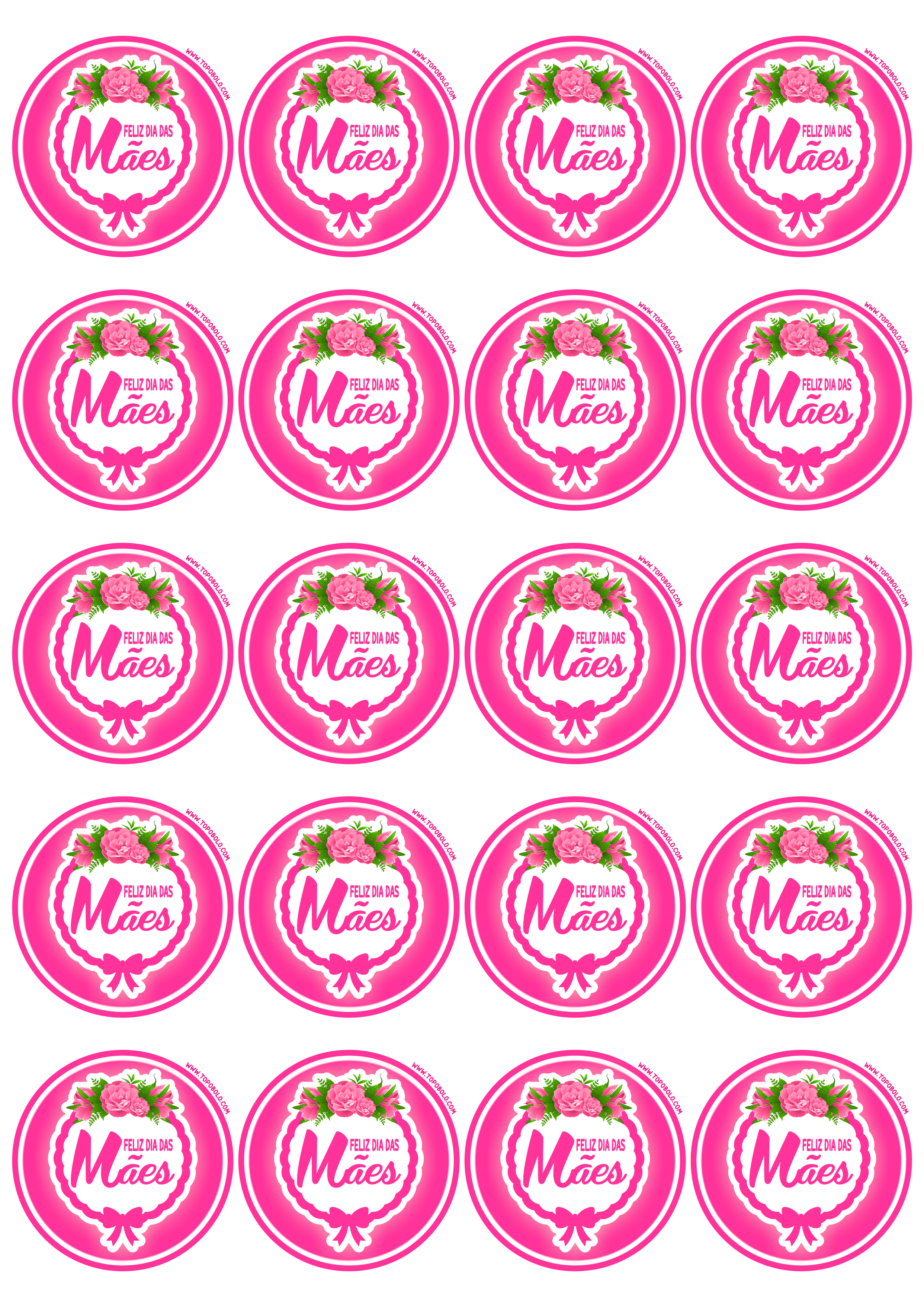 Feliz dia das mães decoração rosa pronto para imprimir adesivo redondo tag sticker papelaria criativa 20 imagens png