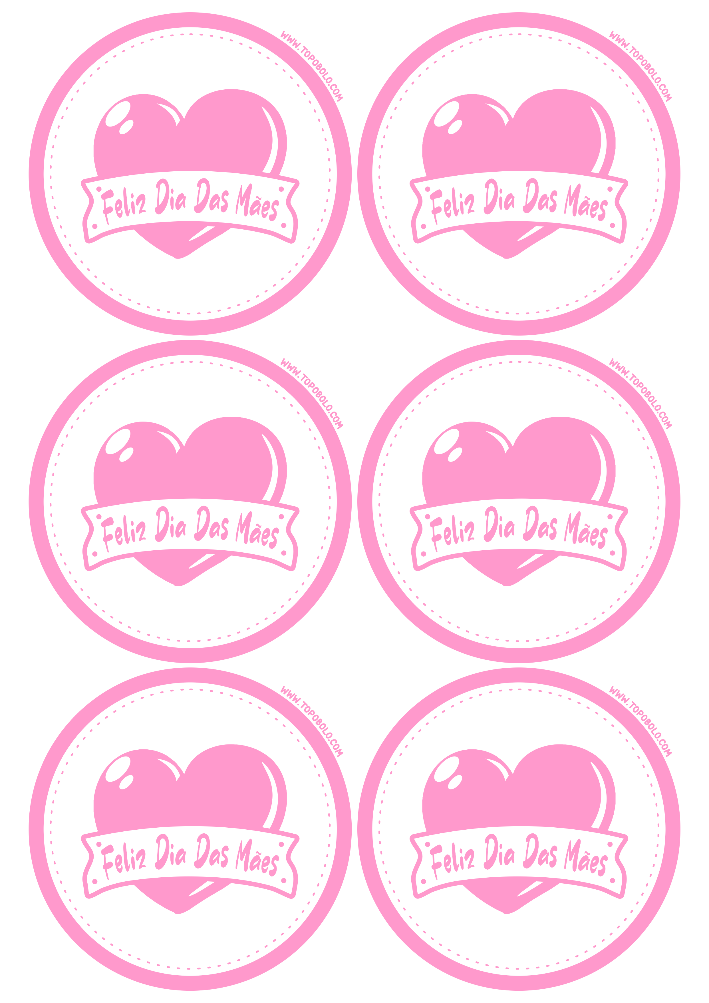 Feliz dia das mães decoração rosa claro pronto para imprimir adesivo redondo tag sticker papelaria criativa 6 imagens png