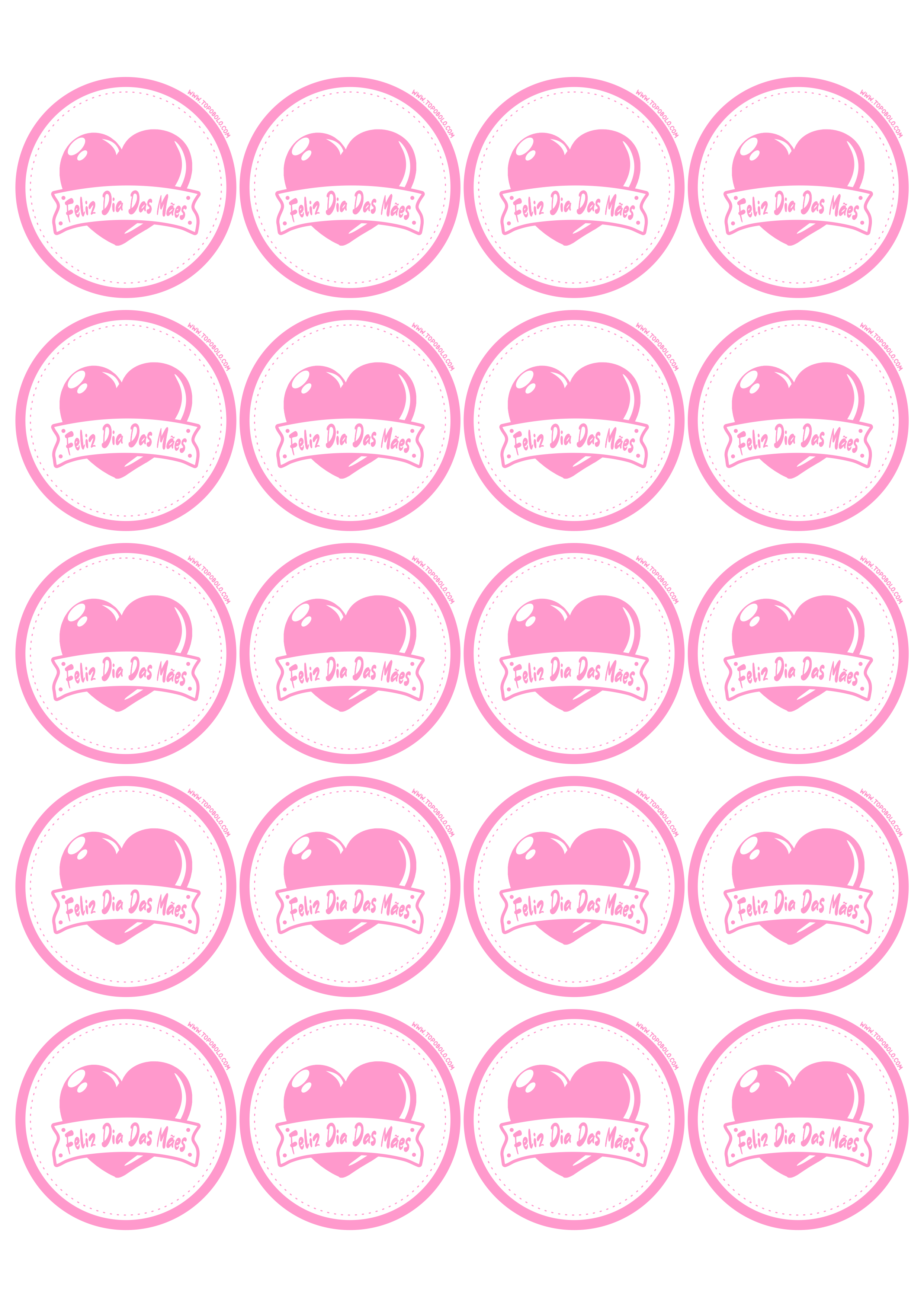 Feliz dia das mães decoração rosa claro pronto para imprimir adesivo redondo tag sticker papelaria criativa 20 imagens png
