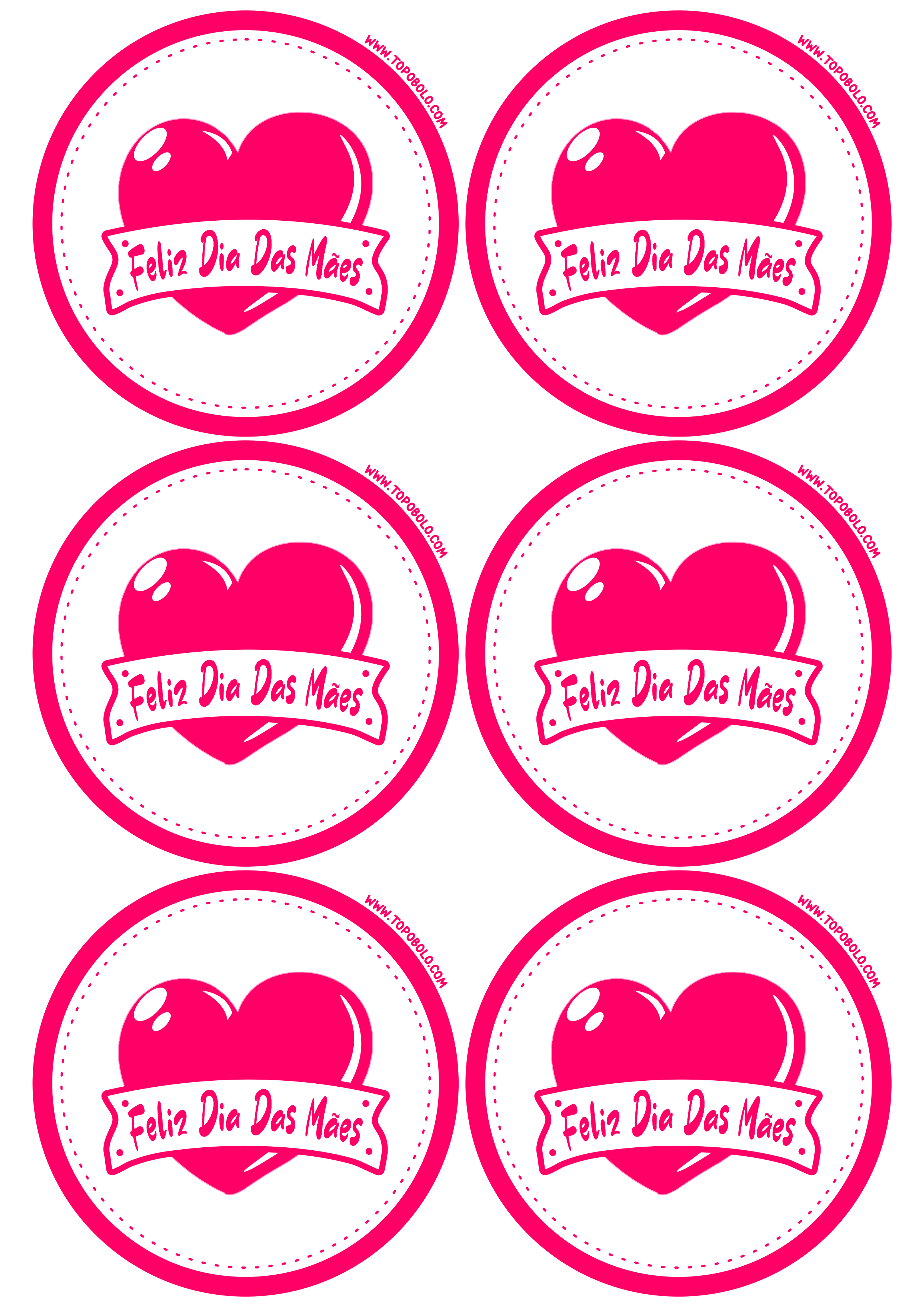 Feliz dia das mães decoração rosa pink pronto para imprimir adesivo redondo tag sticker papelaria criativa 6 imagens png