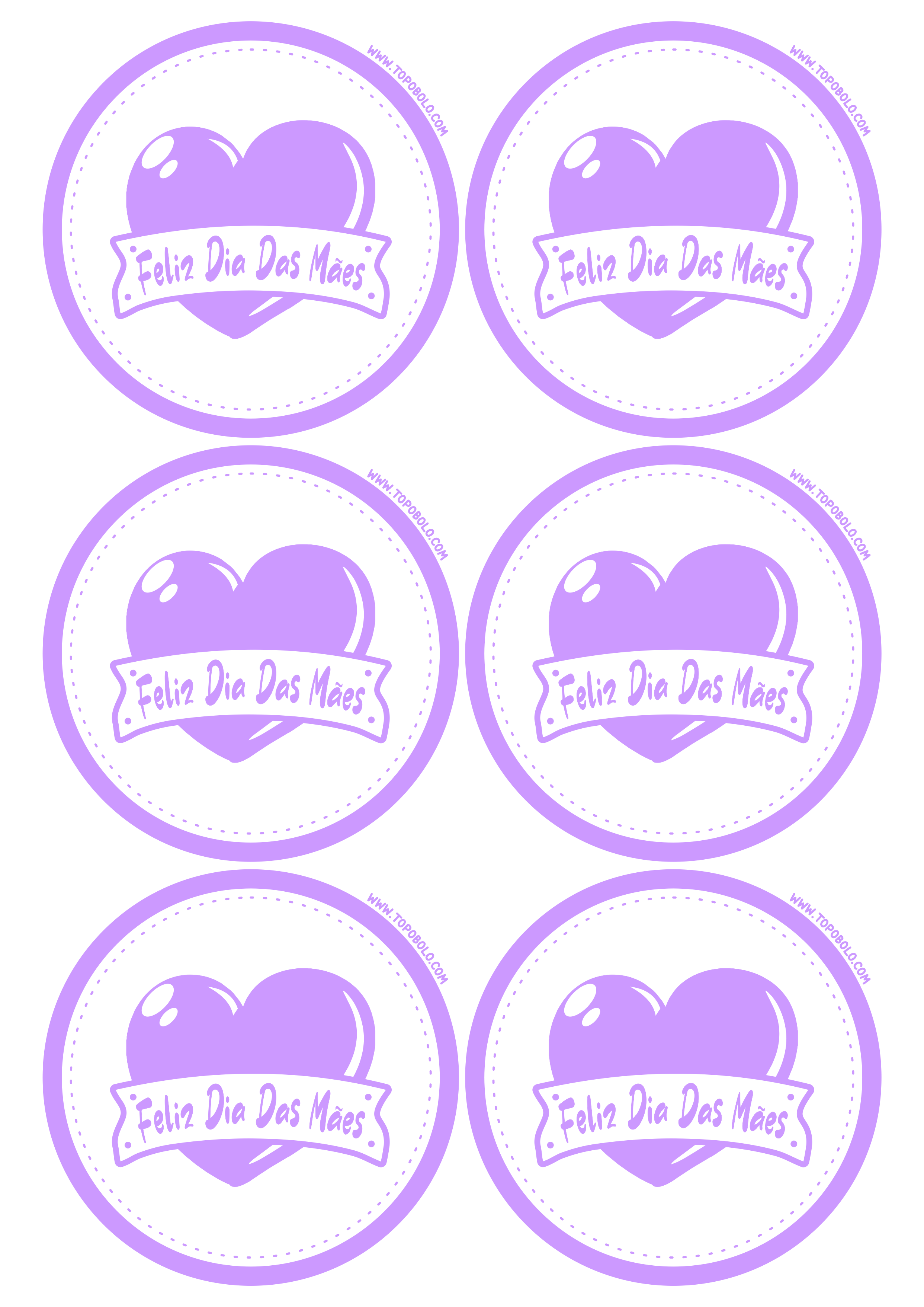 Feliz dia das mães decoração lilás pronto para imprimir adesivo redondo tag sticker papelaria criativa 6 imagens png