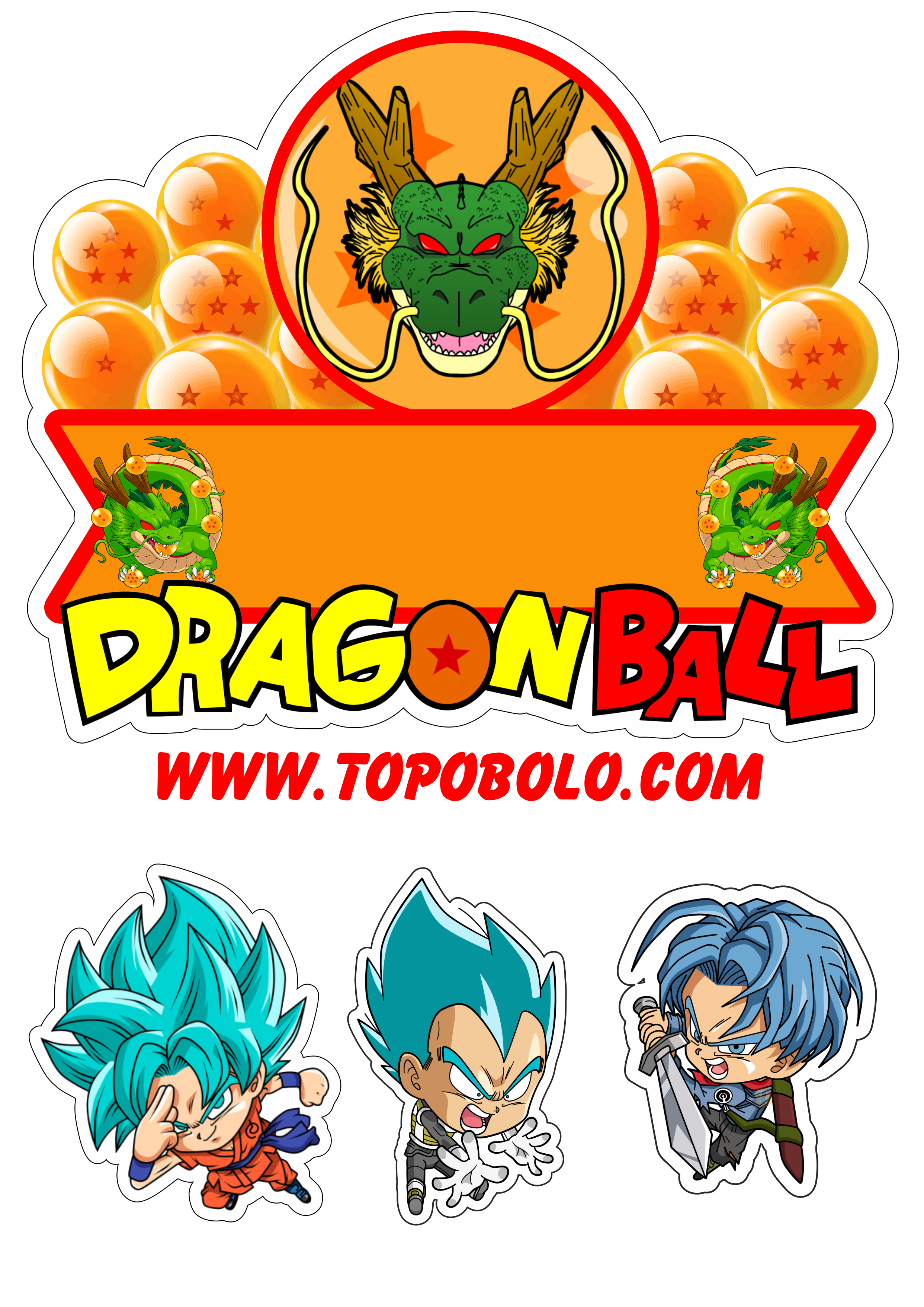 Dragon ball z cute topo de bolo para imprimir personagens esferas do dragão anime png