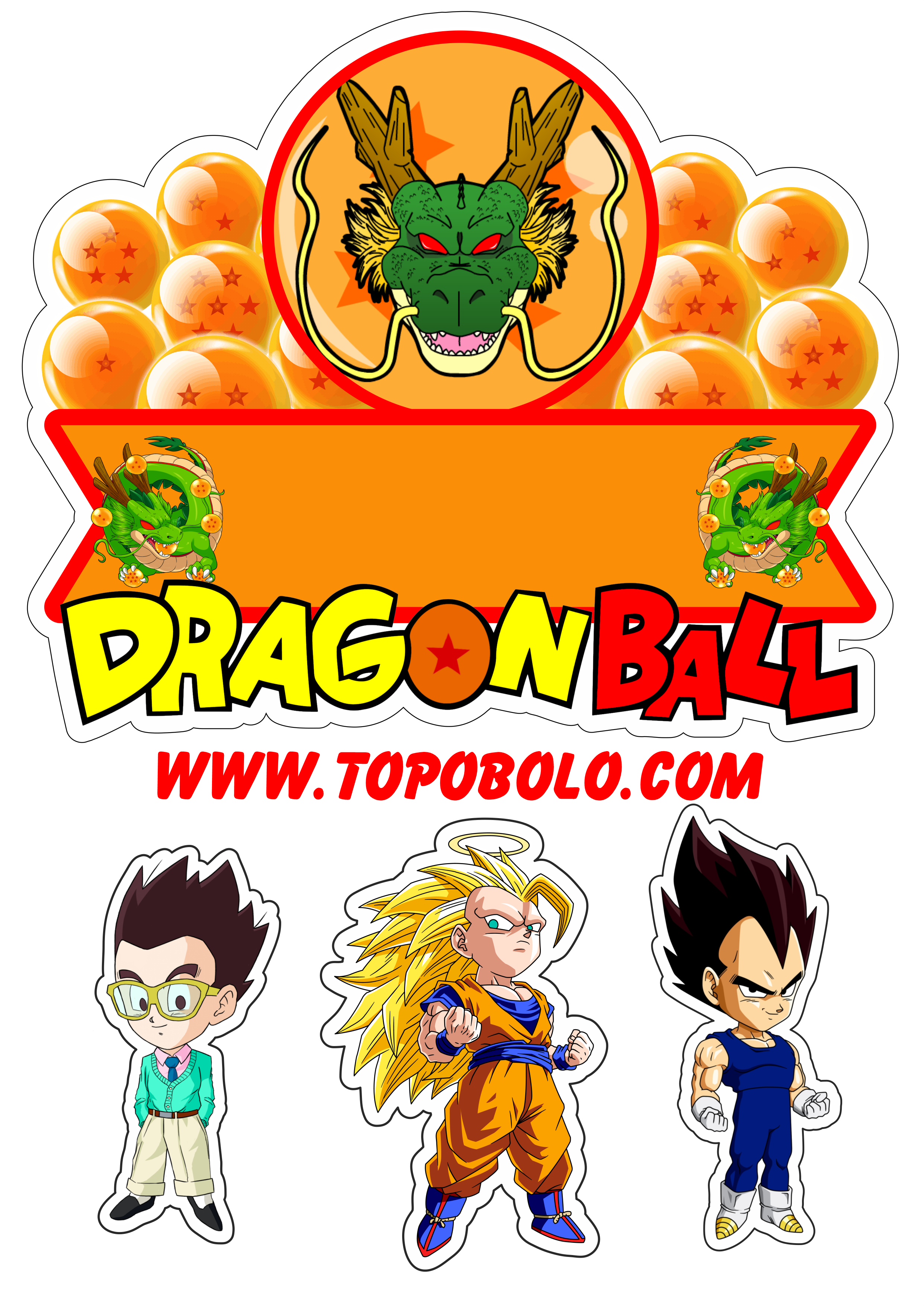 Dragon ball z cute topo de bolo para imprimir personagens esferas do dragão anime japonês png