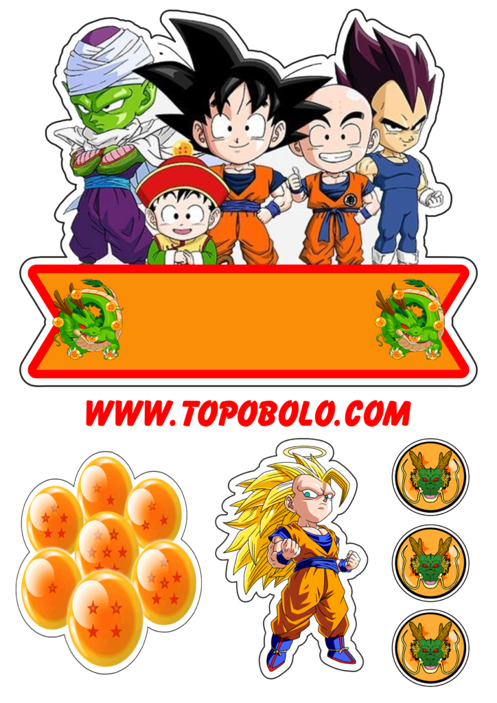 Topo de bolo Dragon ball festa de aniversário infantil decoração Goku png