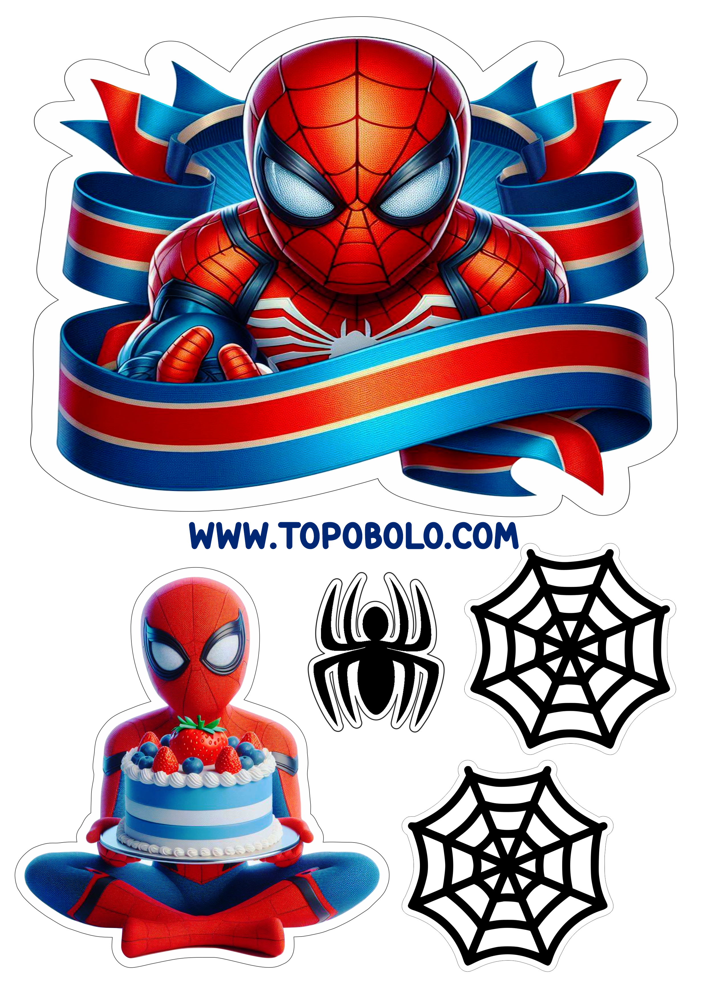 Homem-Aranha topo de bolo para imprimir desenho infantil festa png