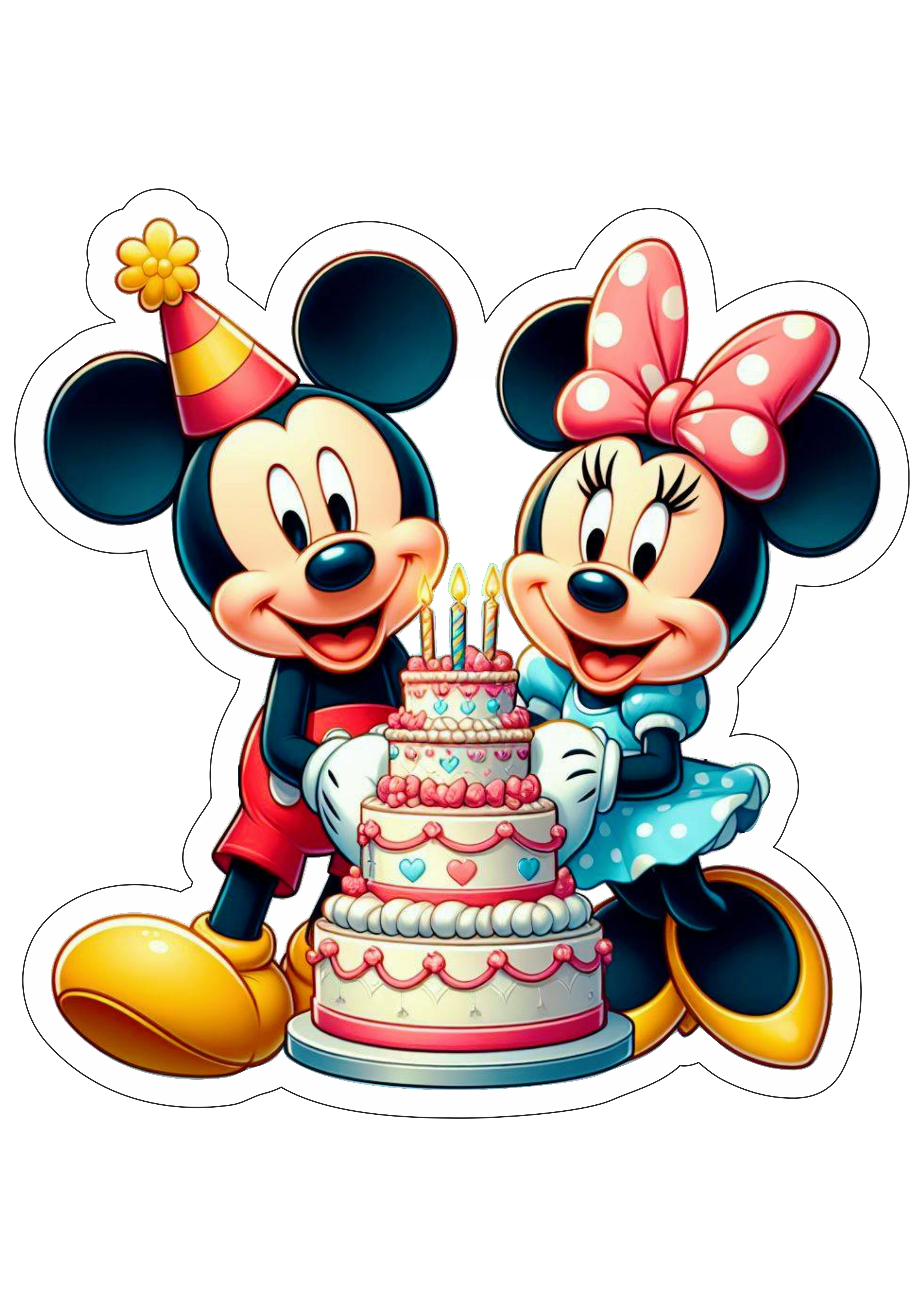 Mickey e Minnie Bolo de aniversário desenho png
