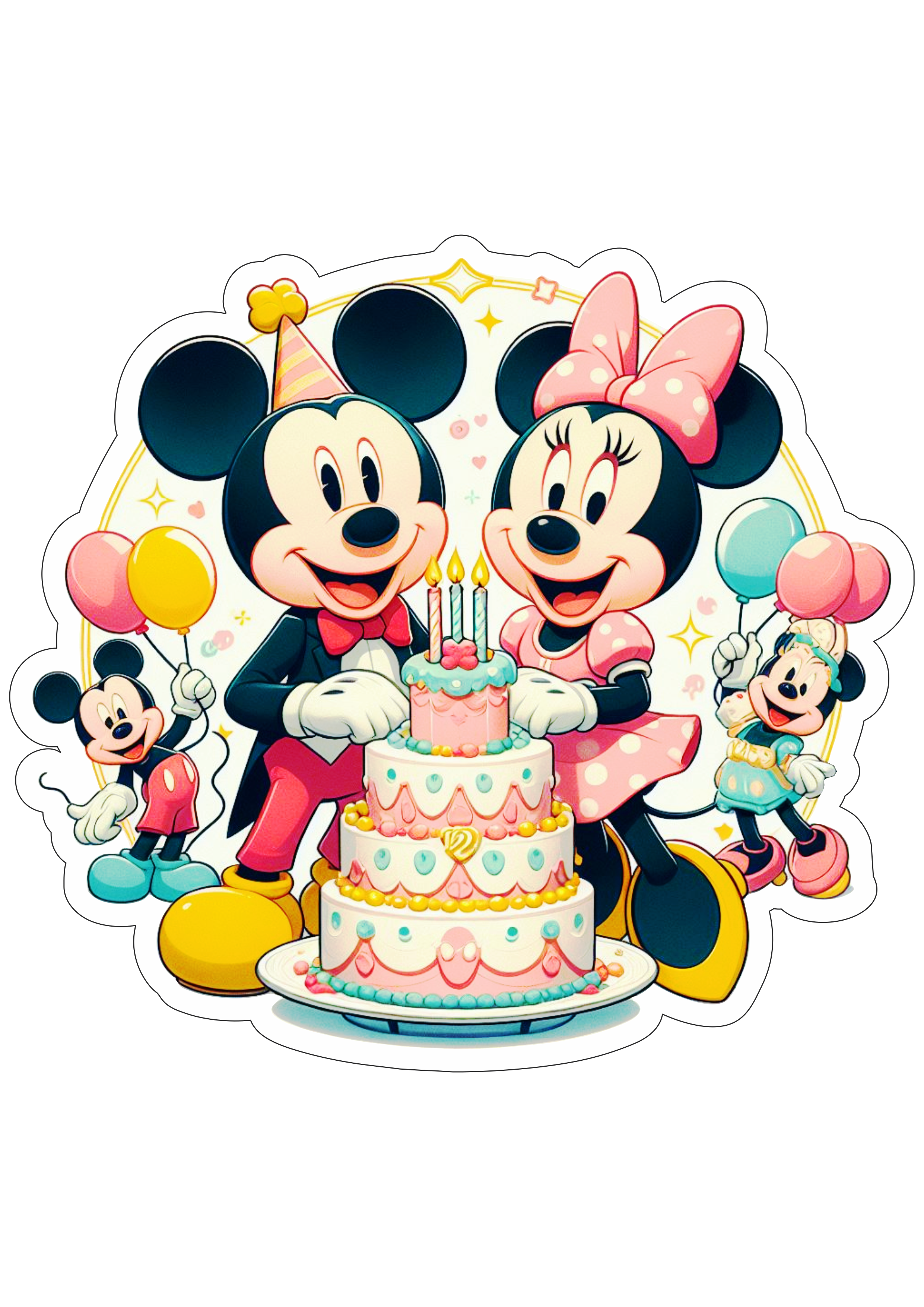 Mickey e Minnie Bolo de aniversário desenho infantil png
