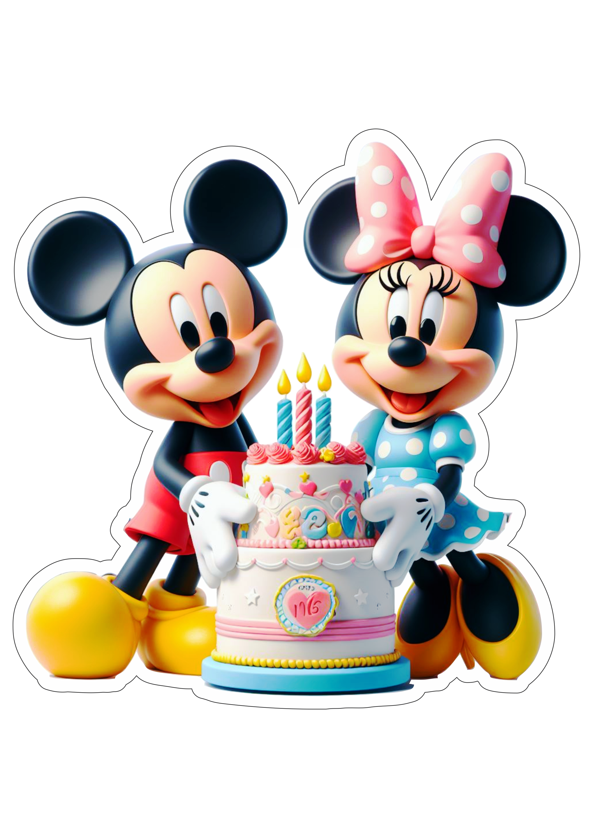 Mickey e Minnie Bolo de aniversário desenho infantil festa comemoração decoração png