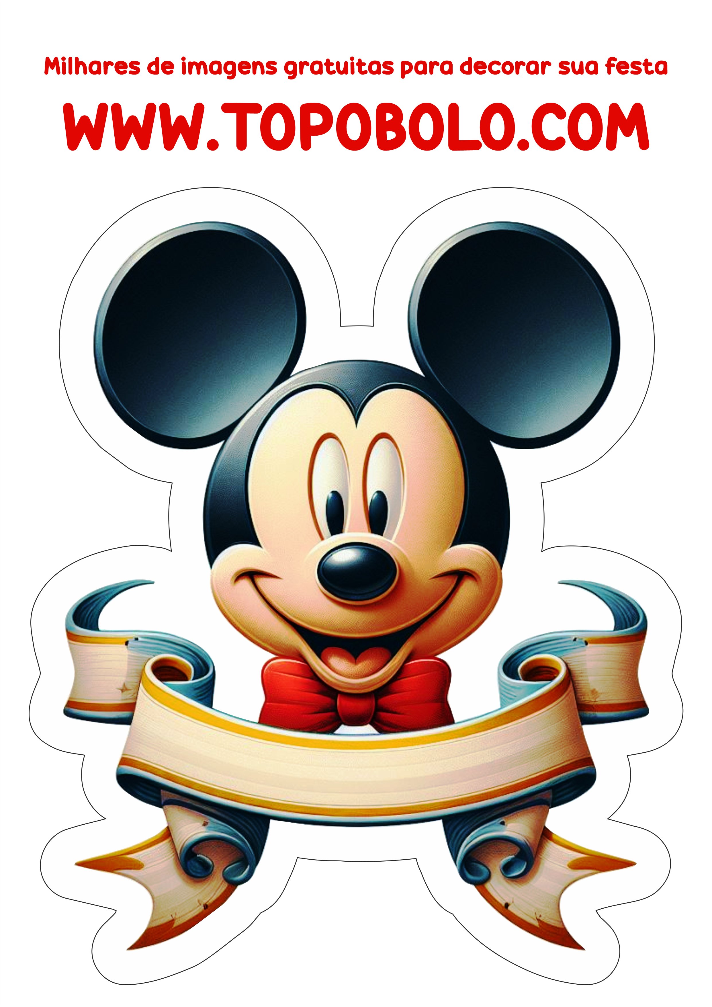 Mickey Mouse faixa para topo de bolo para imprimir png
