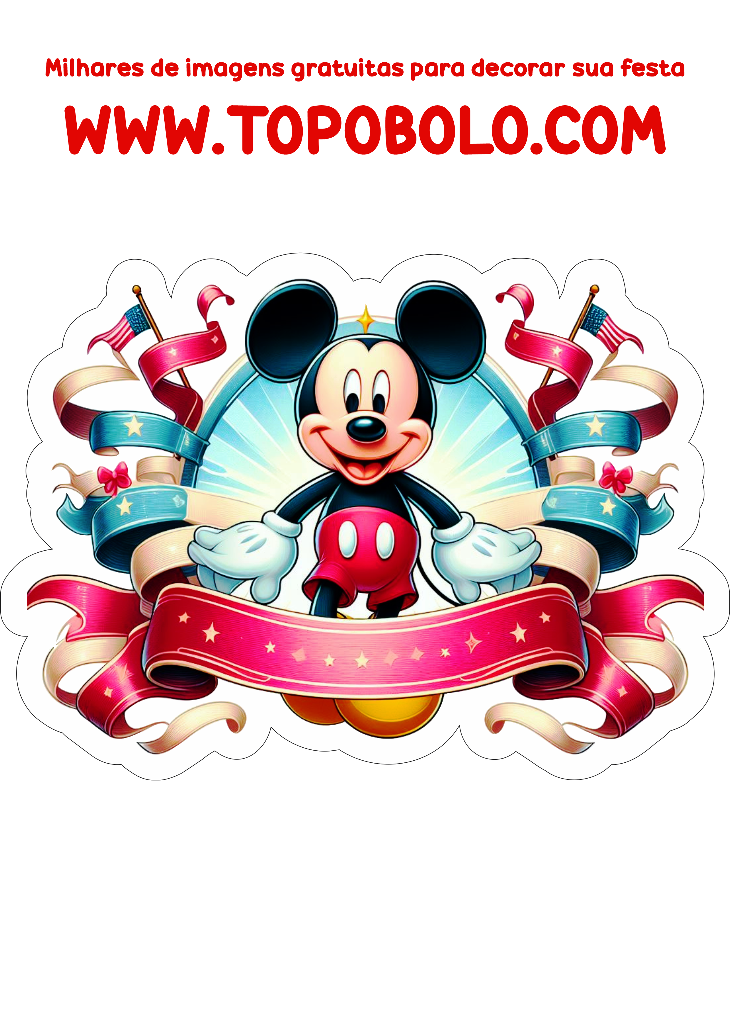 Mickey Mouse faixa para topo de bolo para imprimir e decorar png
