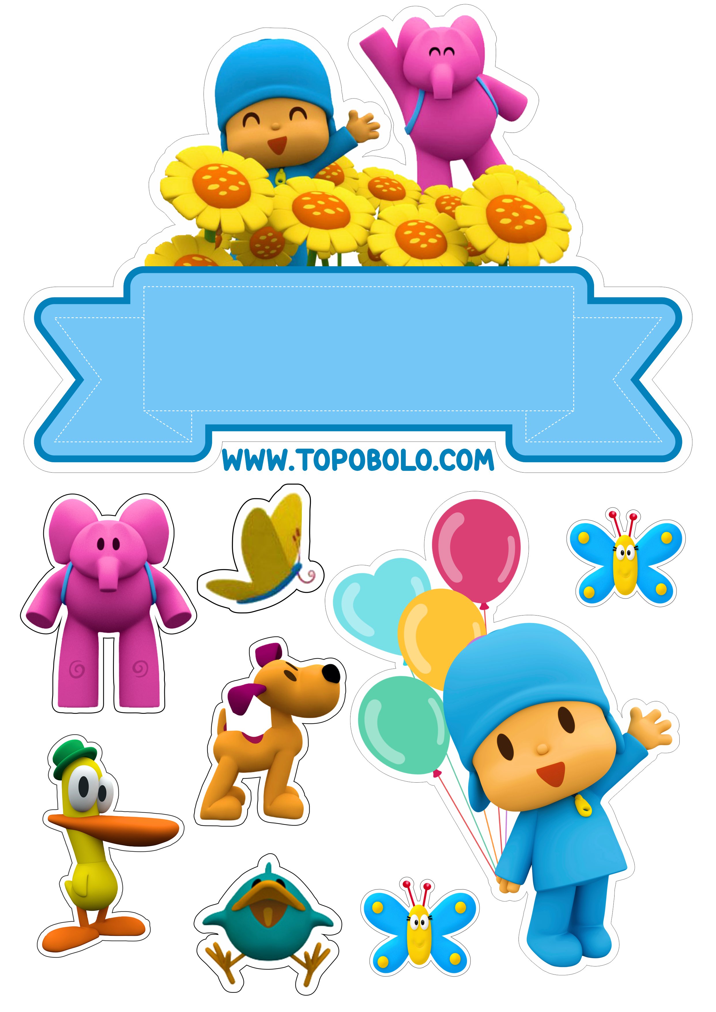Topo de bolo Pocoyo festa de aniversário infantil decoração png