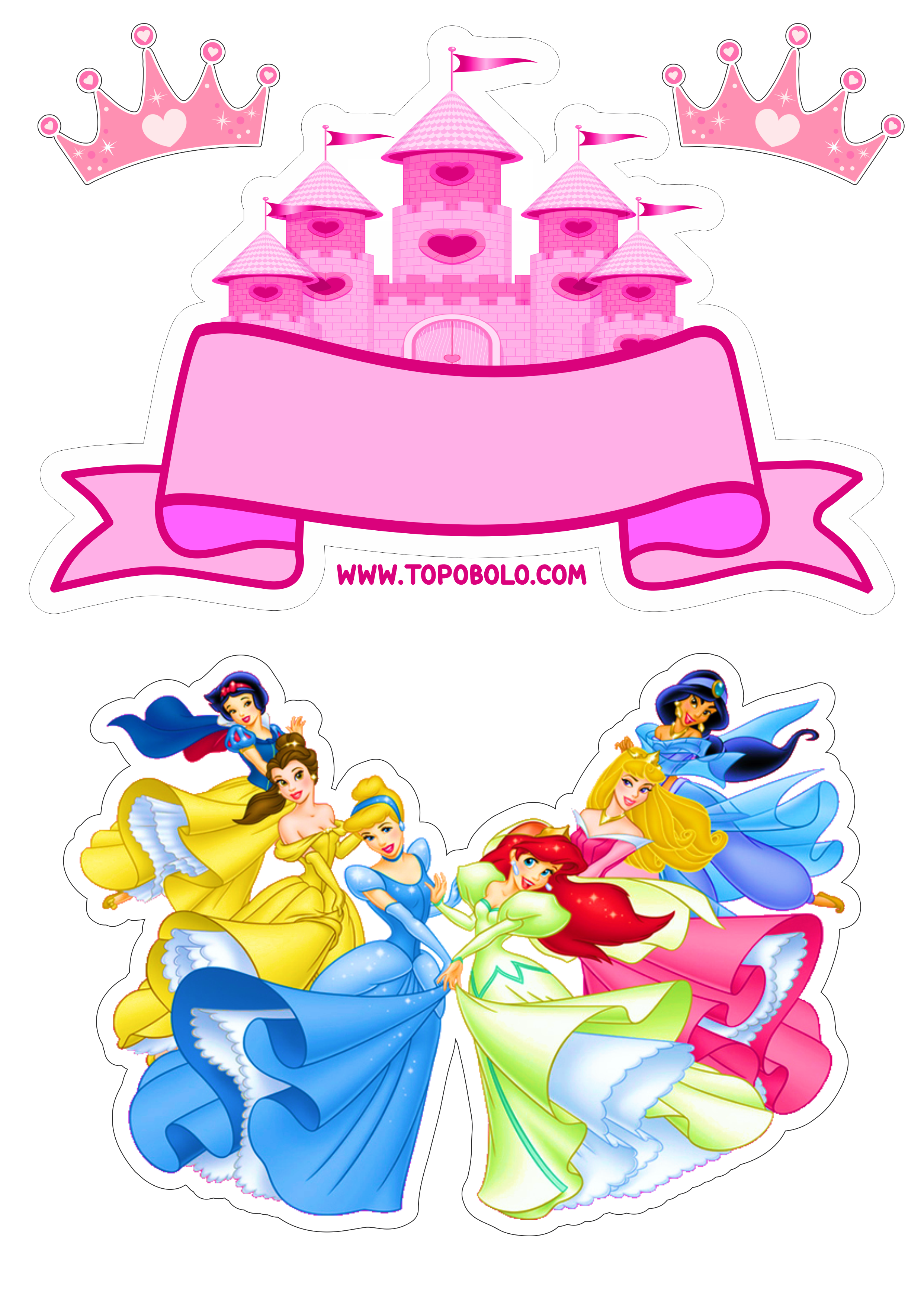 Topo de bolo princesas disney baby decoração png