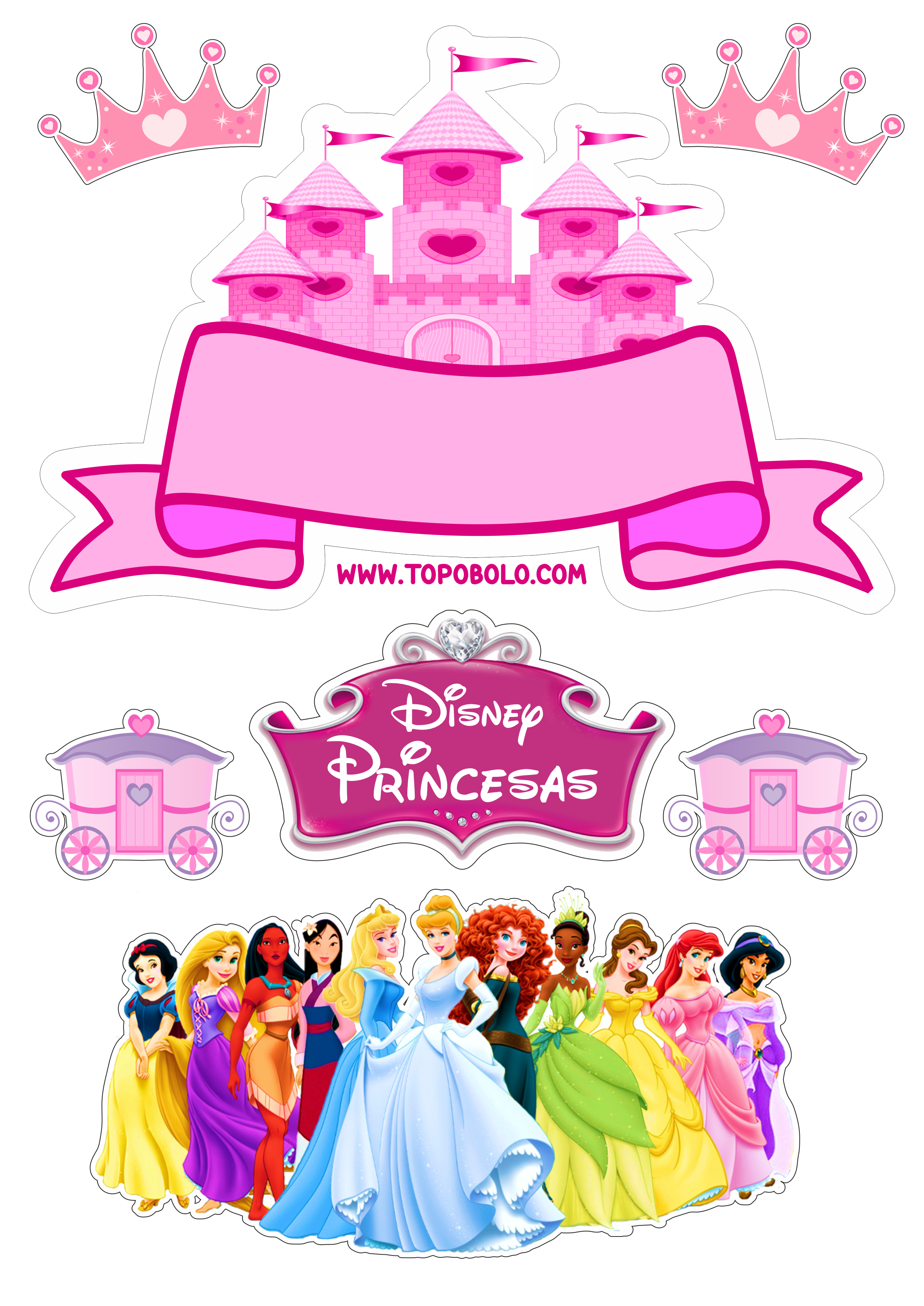 Topo de bolo princesas disney baby decoração de festa png