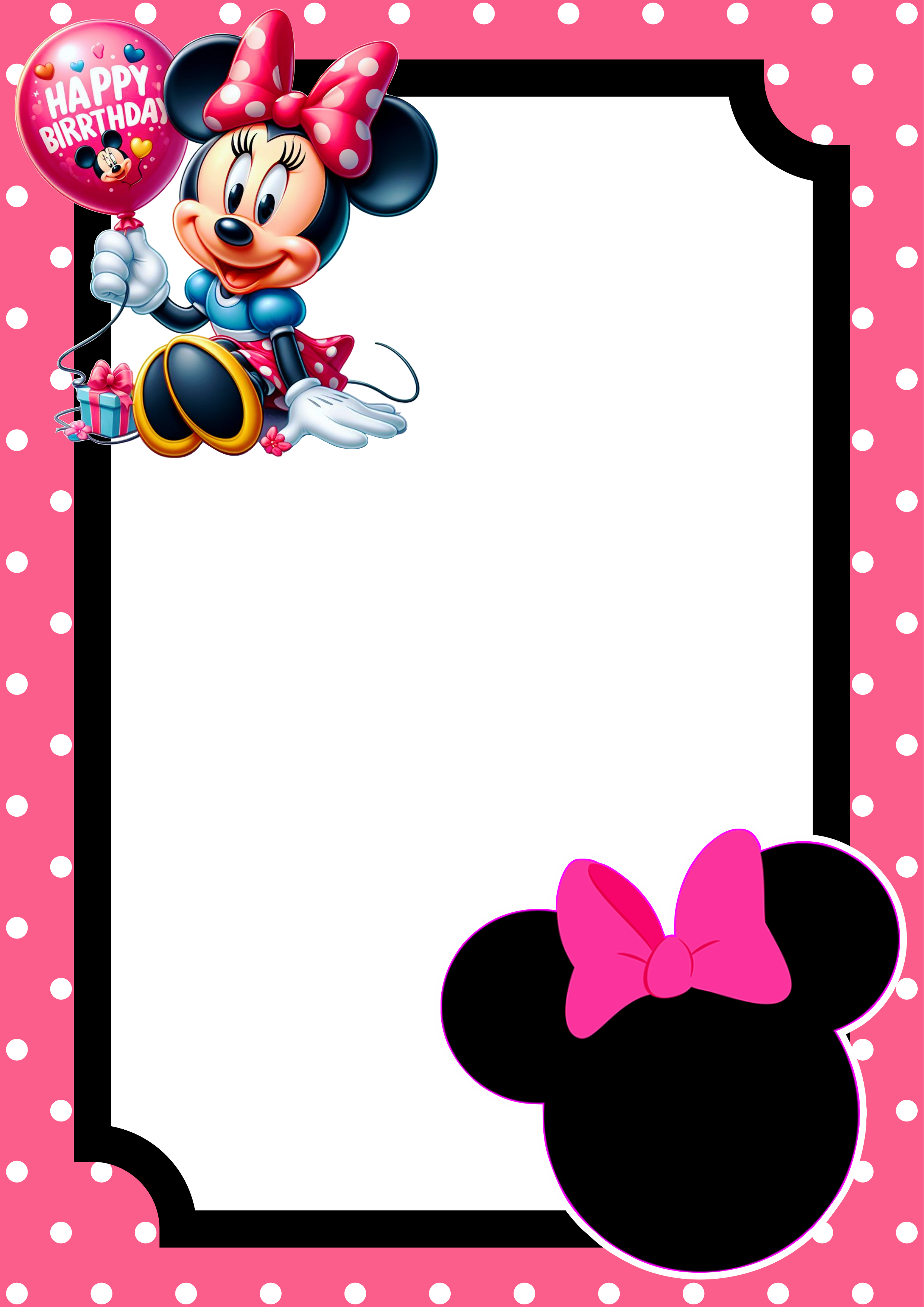 Convite virtual Minnie rosa molde pronto para editar e imprimir festa aniversário infantil Disney renda extra com personalizados png