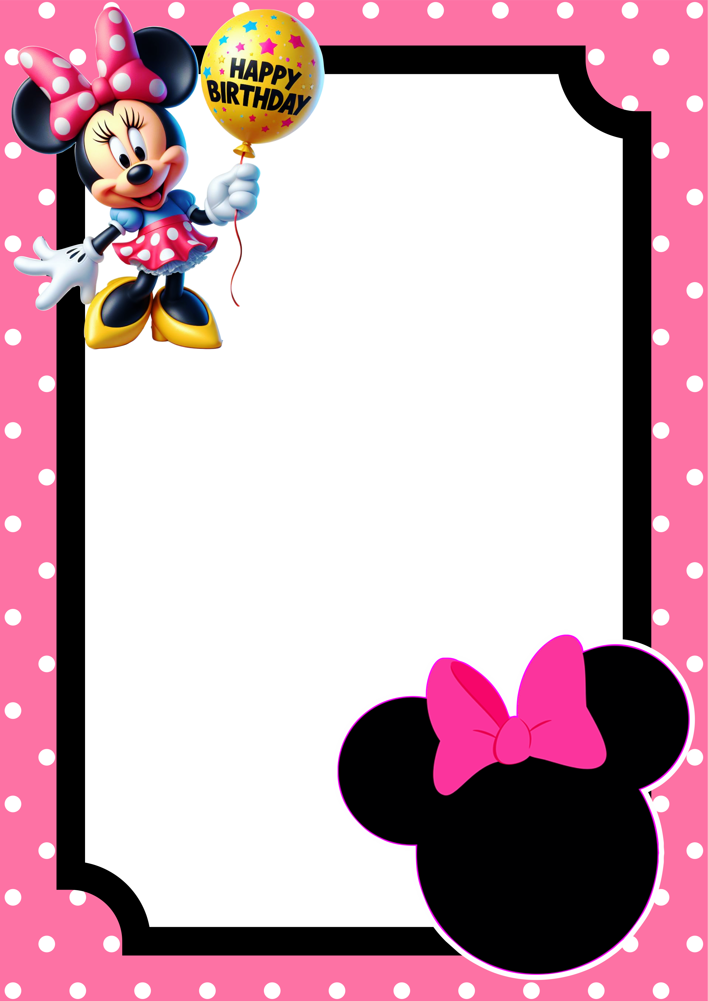 Convite virtual Minnie rosa molde pronto para editar e imprimir festa aniversário infantil Disney renda extra com personalizados artes png