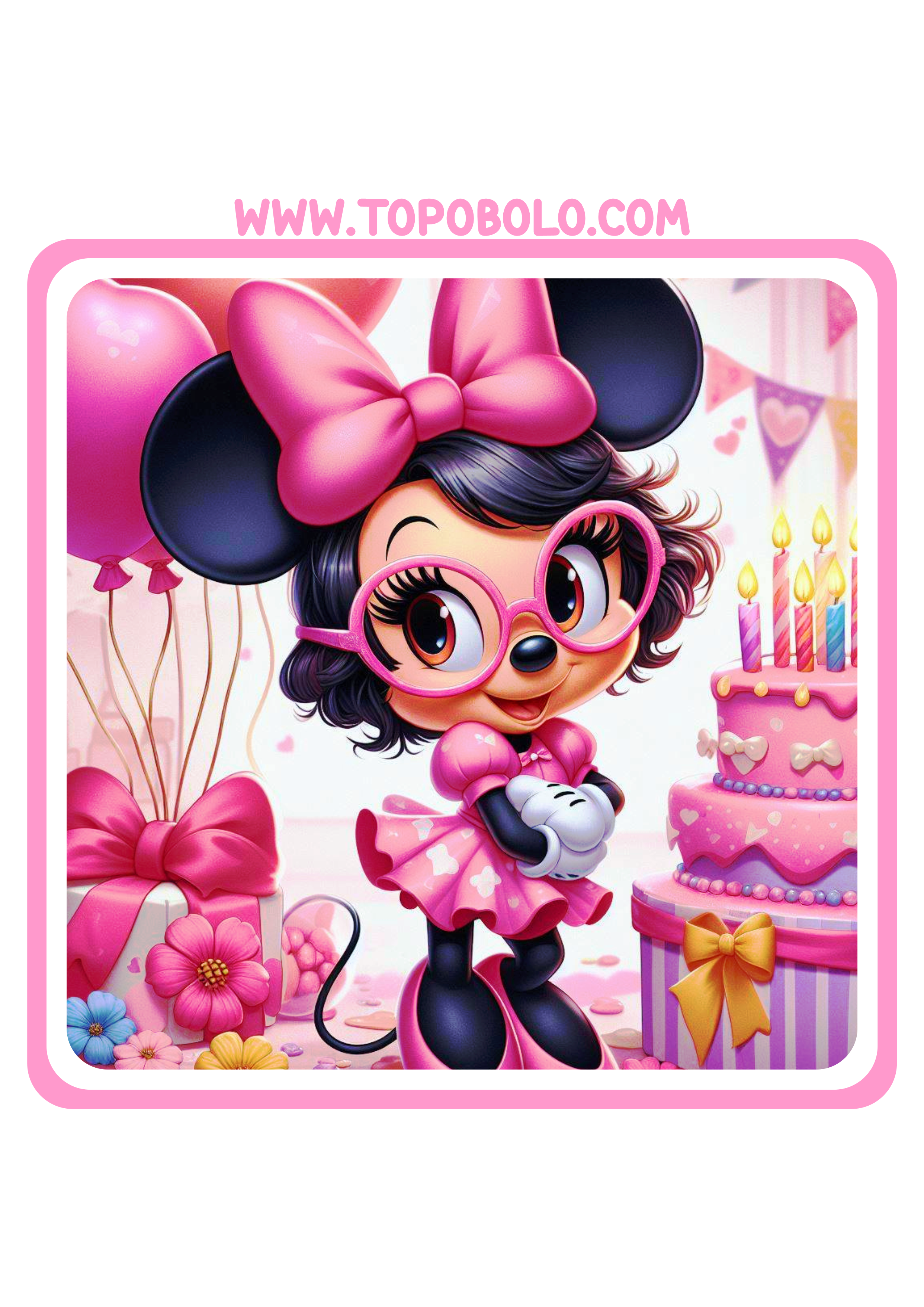 Minnie mouse Rosa tags de aniversário adesivo para imprimir png