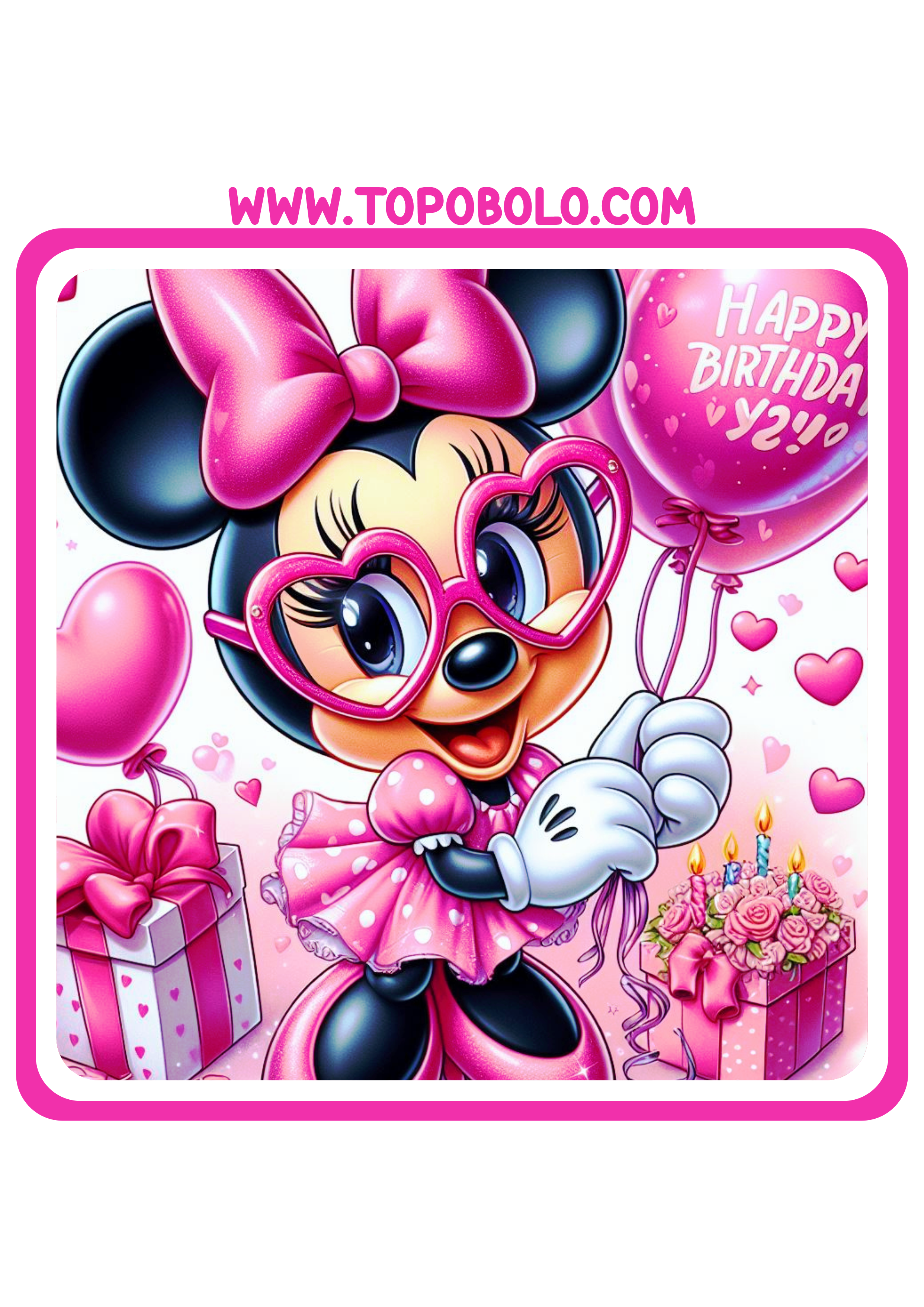 Minnie mouse Rosa tags de aniversário adesivo para imprimir disney imagens fofinhas png