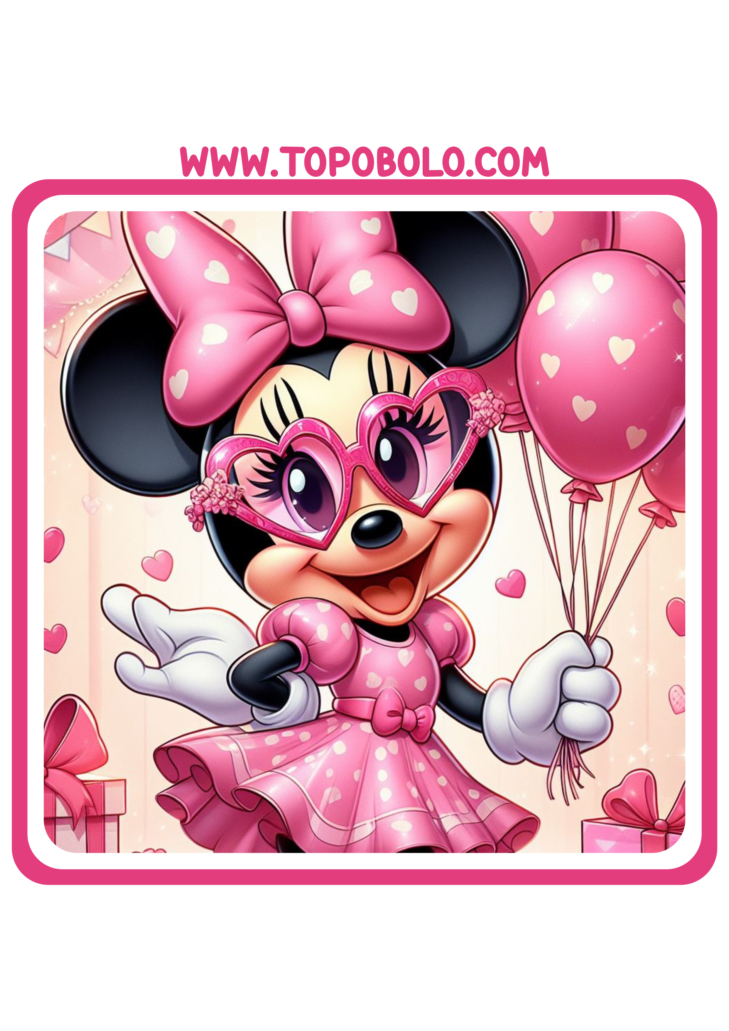 Minnie mouse Rosa tags de aniversário adesivo para imprimir disney png