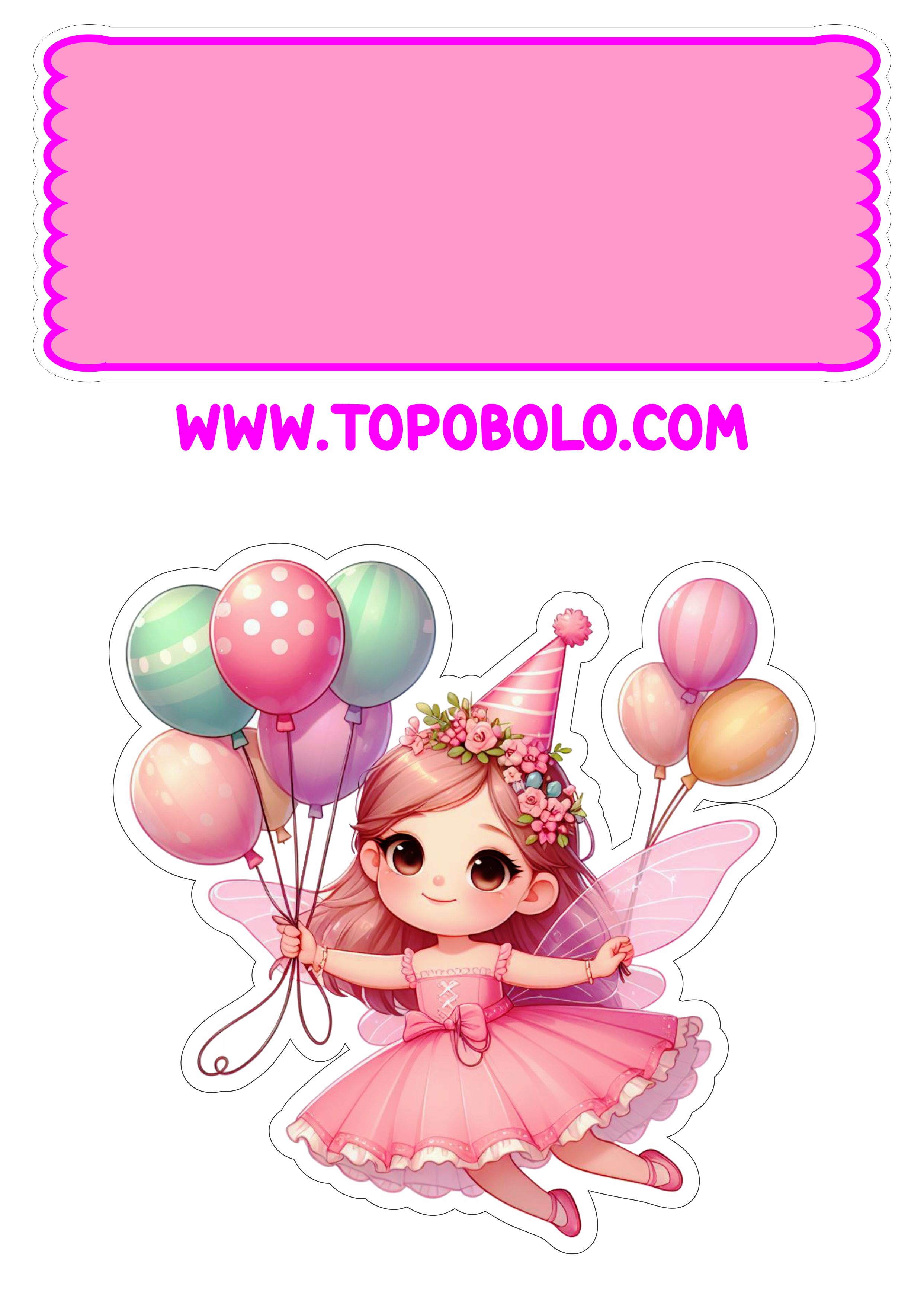 Fadinha rosa topo de bolo decoração de aniversário png artigos personalizados