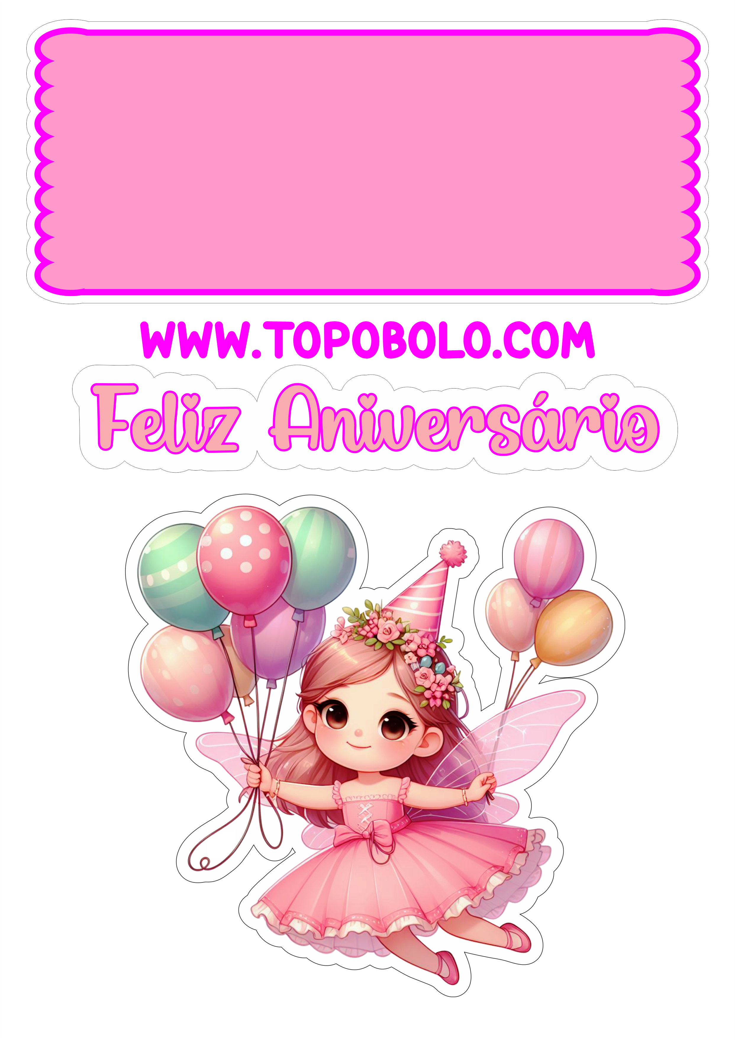 Fadinha rosa topo de bolo decoração de aniversário png artigos personalizados feliz aniversário