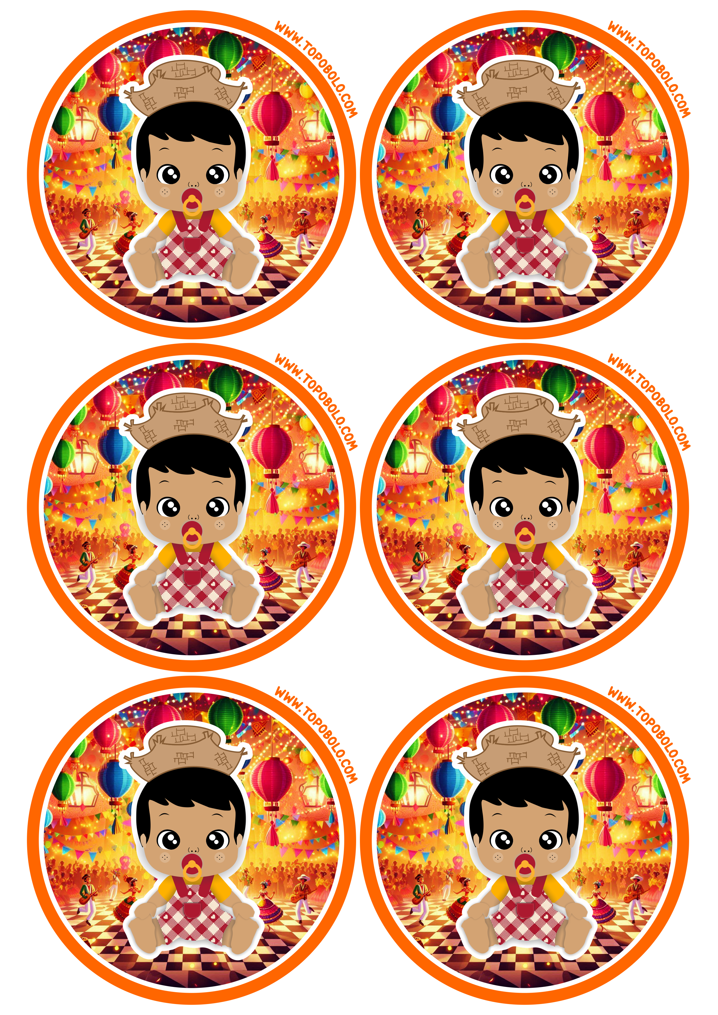 Festa junina adesivo redondo para chá de fralda baby tag sticker 6 imagens png