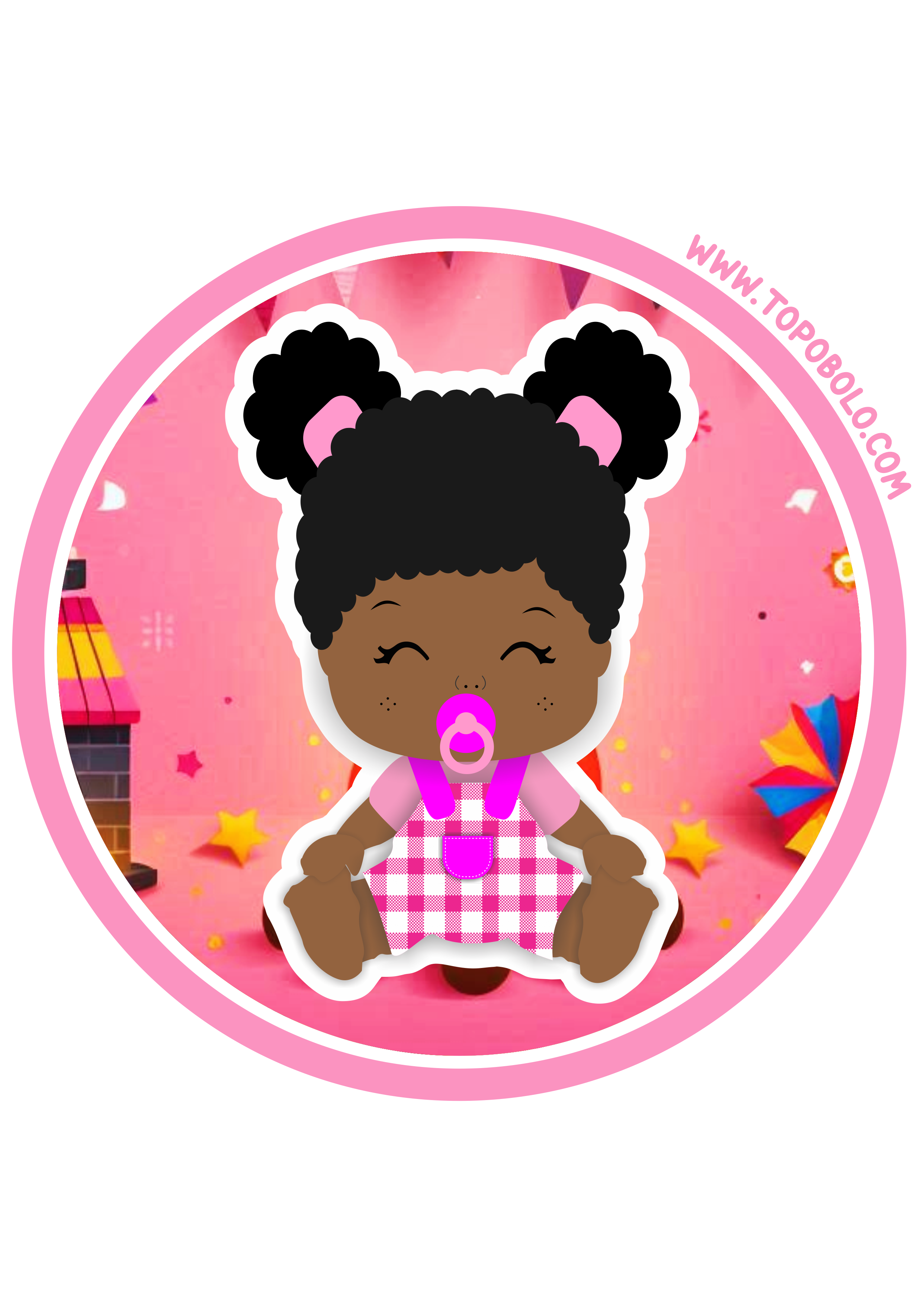 Festa junina adesivo redondo para chá de fralda baby tag sticker arraial rosa festa personalizada png