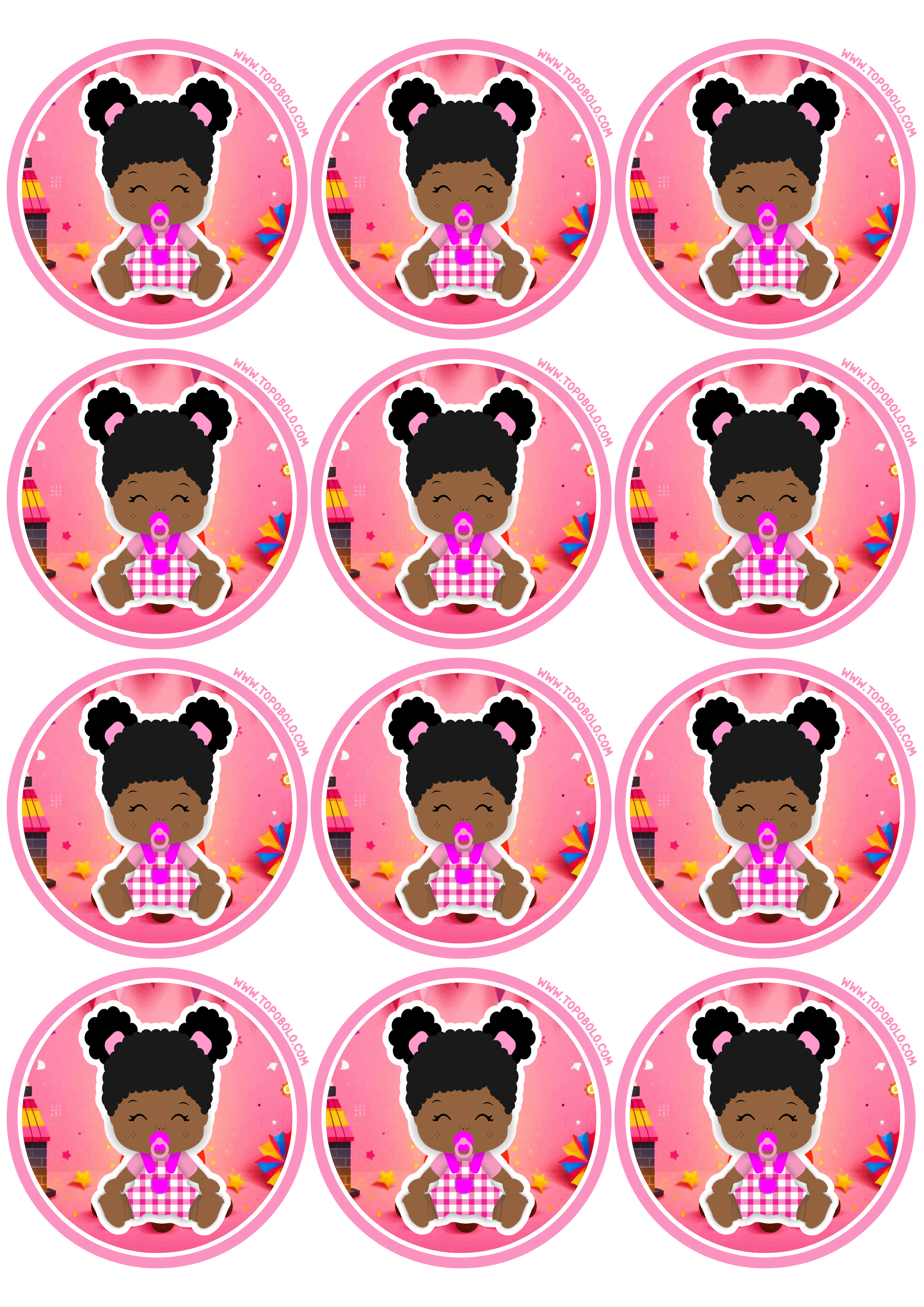 Festa junina adesivo redondo para chá de fralda baby tag sticker arraial rosa festa personalizada 12 imagens png