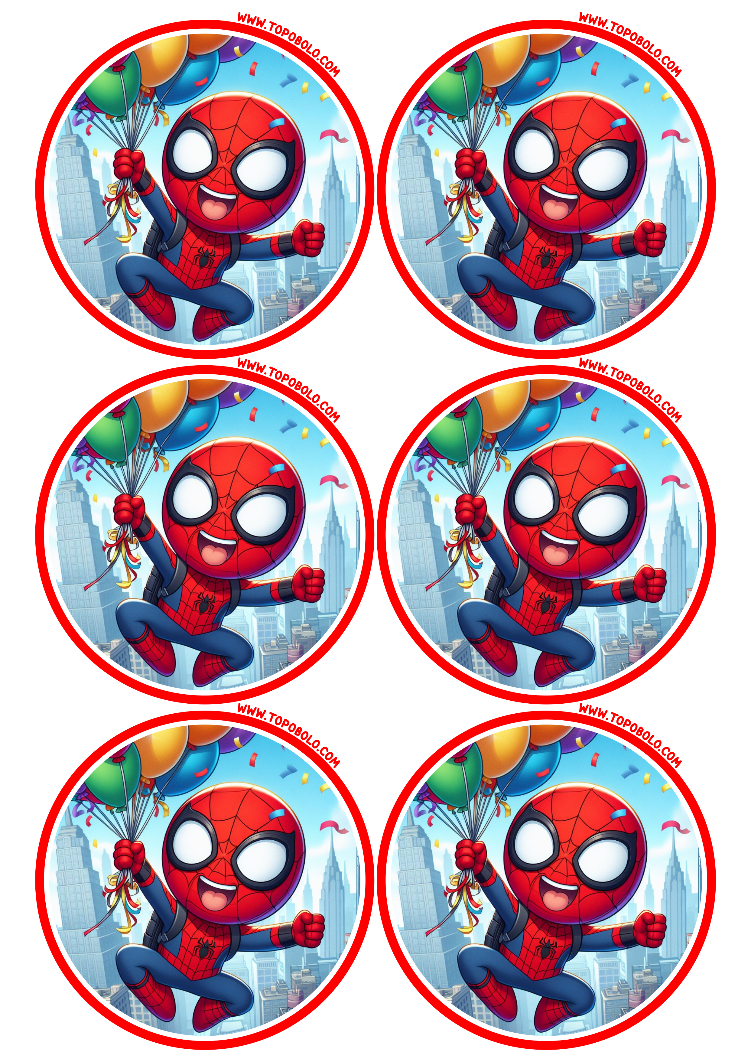Homem-Aranha festa de aniversário infantil decoração adesivo redondo tag sticker pronto para imprimir free 6 imagens png