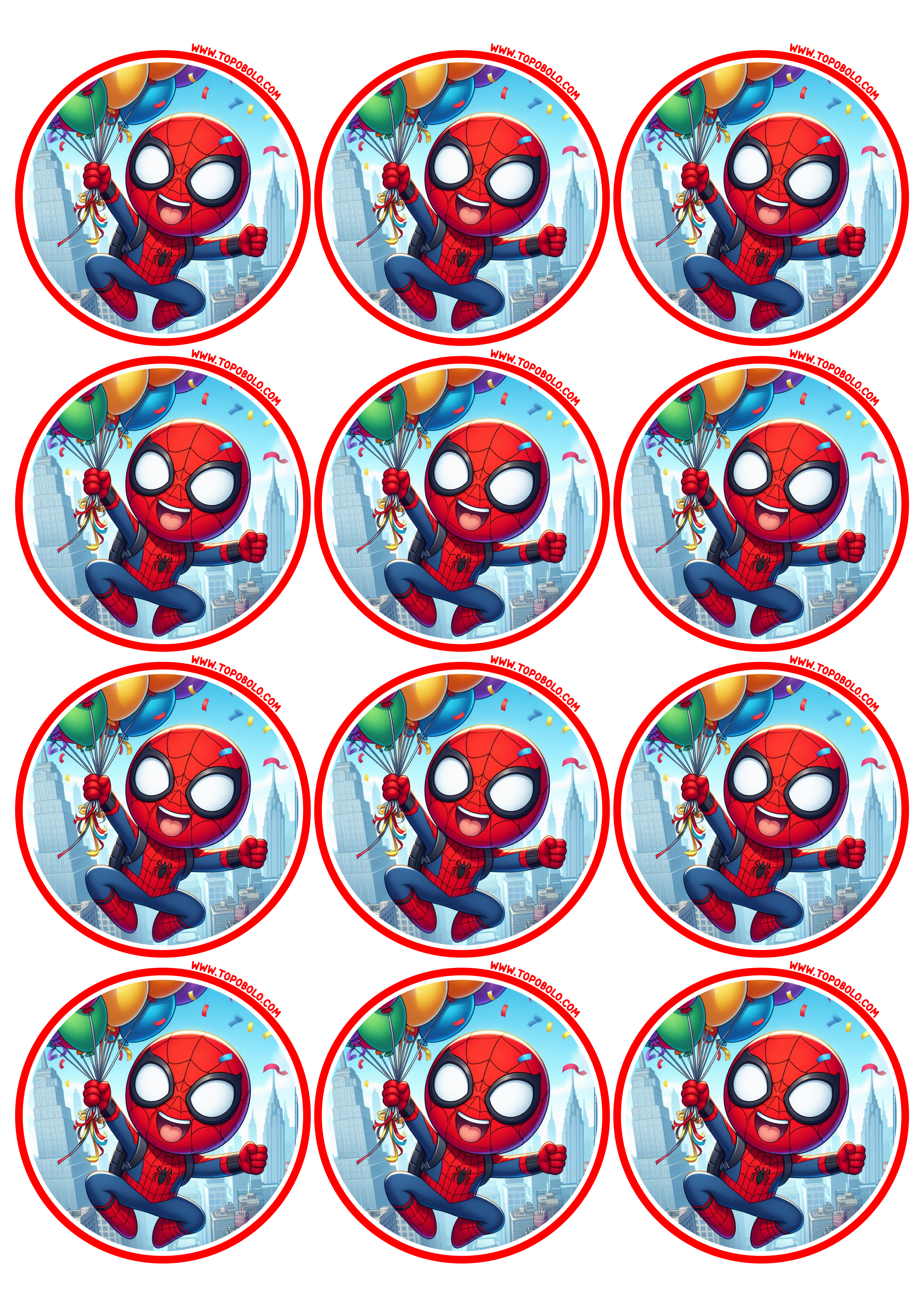 Homem-Aranha festa de aniversário infantil decoração adesivo redondo tag sticker pronto para imprimir free 12 imagens png