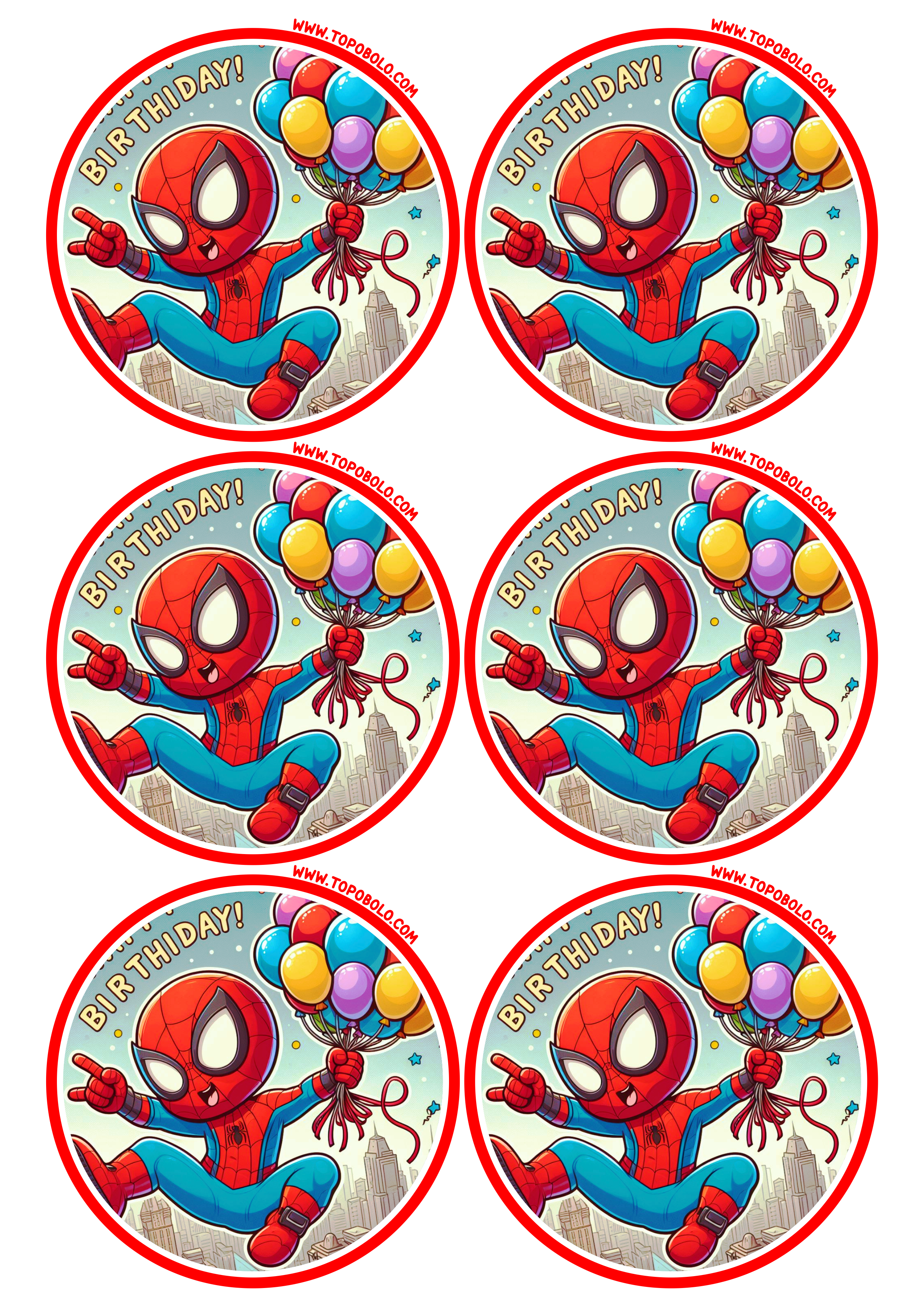 Homem-Aranha festa de aniversário infantil decoração adesivo redondo tag sticker pronto para imprimir free download 6 imagens png