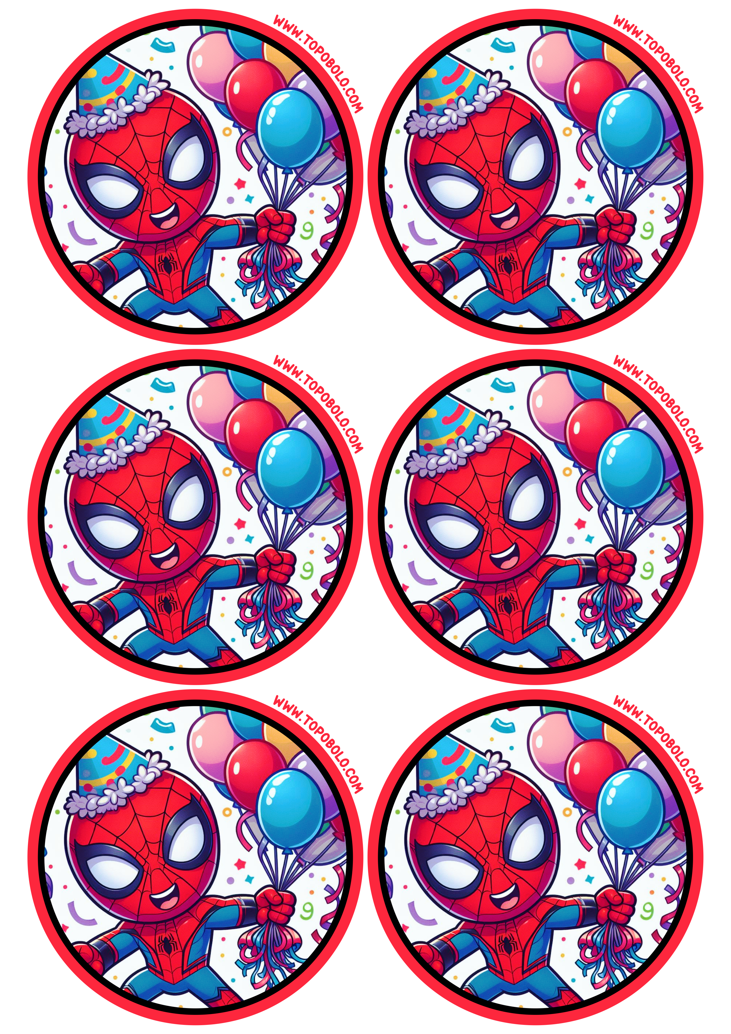 Homem-Aranha festa de aniversário infantil Spider-Man decoração adesivo redondo tag sticker pronto para imprimir 6 imagens png