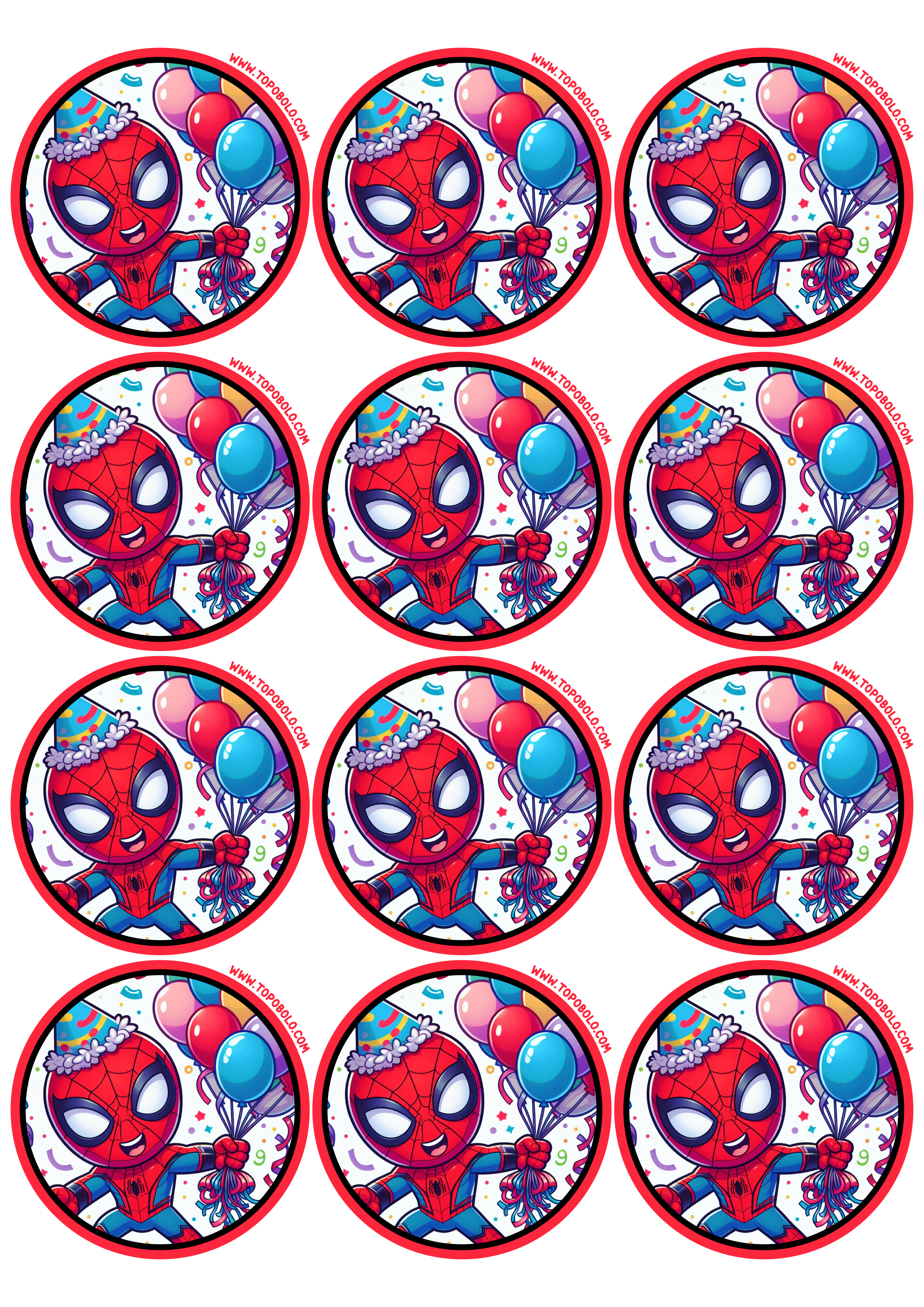 Homem-Aranha festa de aniversário infantil Spider-Man decoração adesivo redondo tag sticker pronto para imprimir 12 imagens png