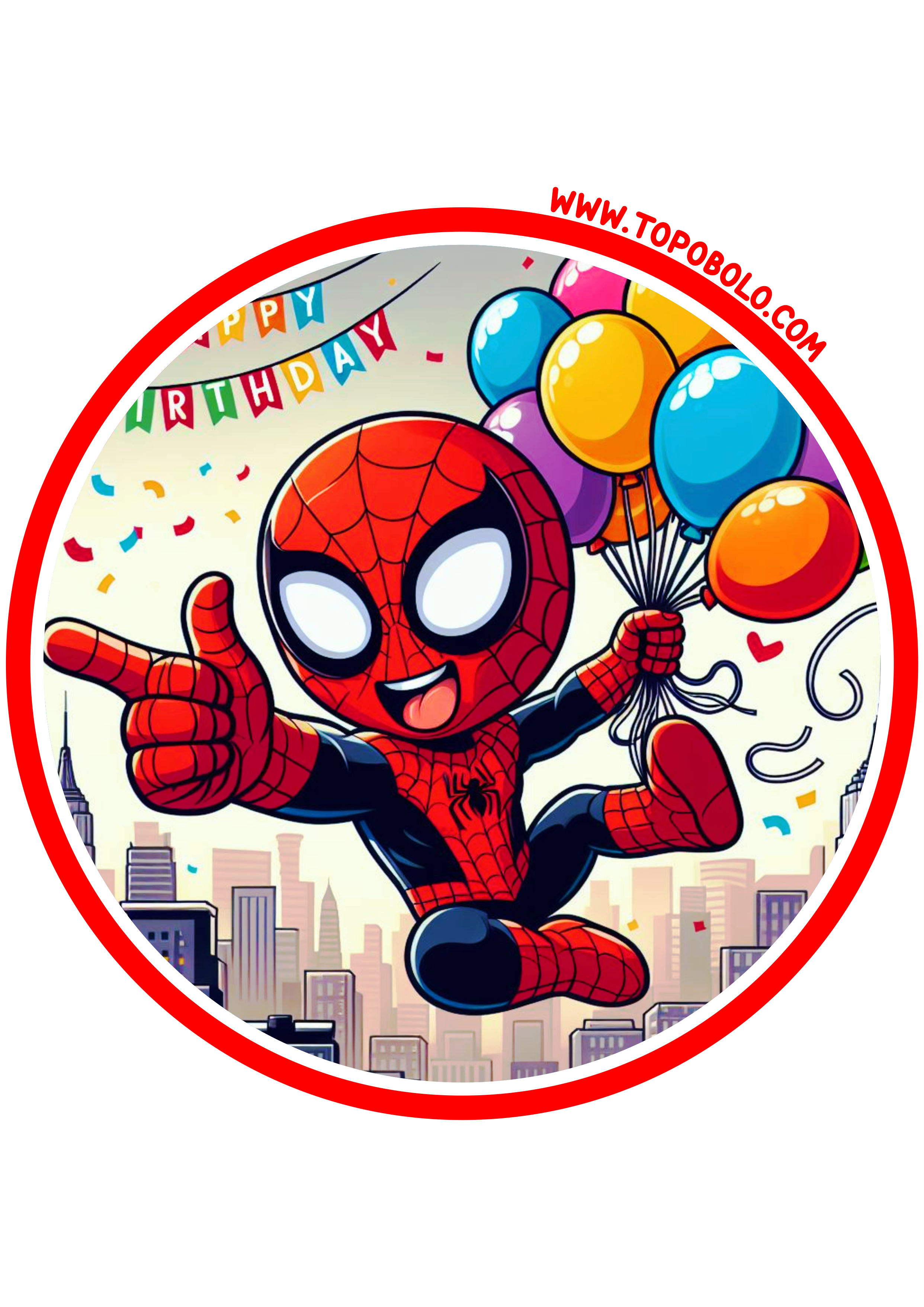 Adesivo redondo Homem-Aranha Spider-Man decoração de aniversário infantil png