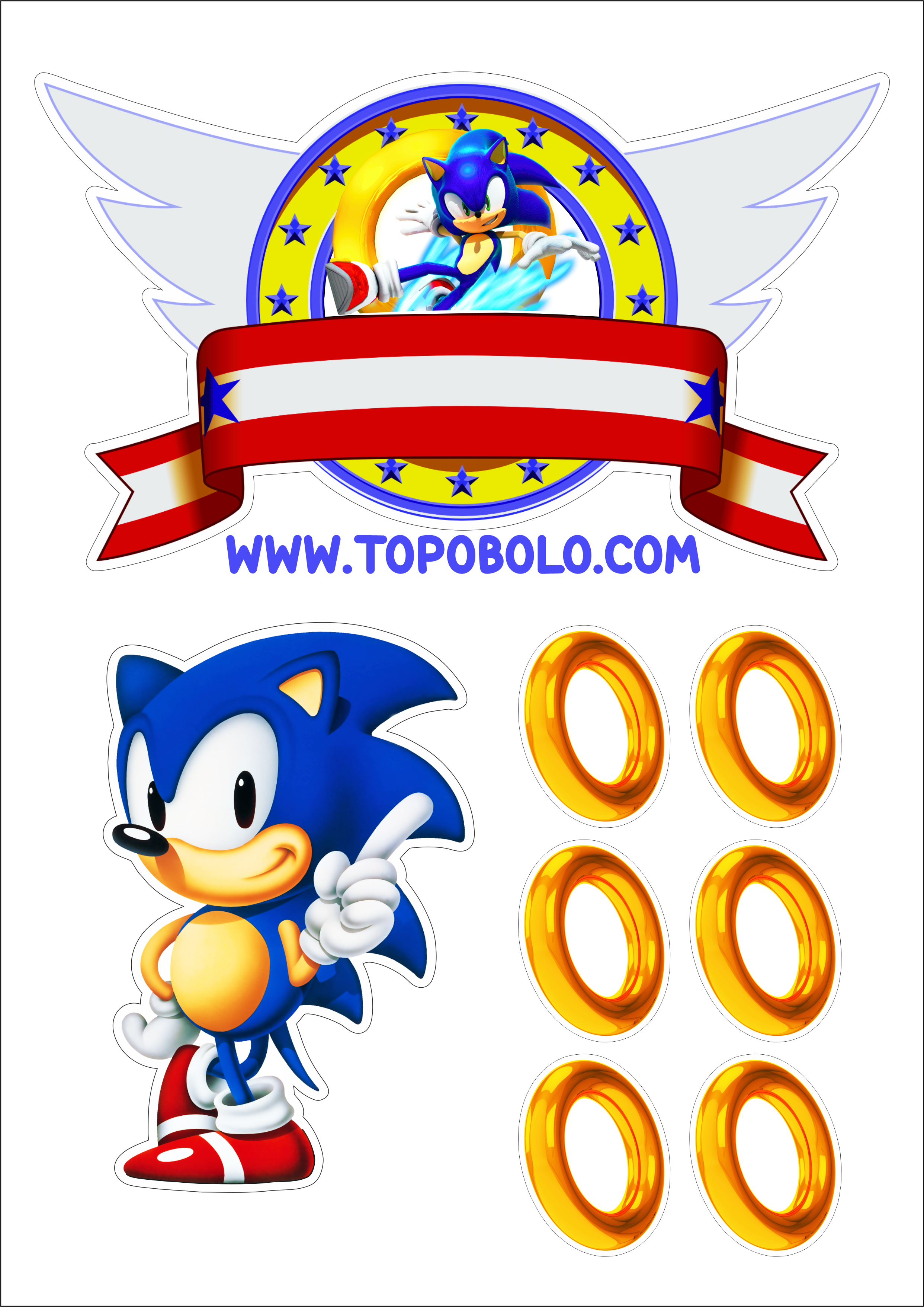 Topo de bolo Sonic The Hedgehog aniversário png