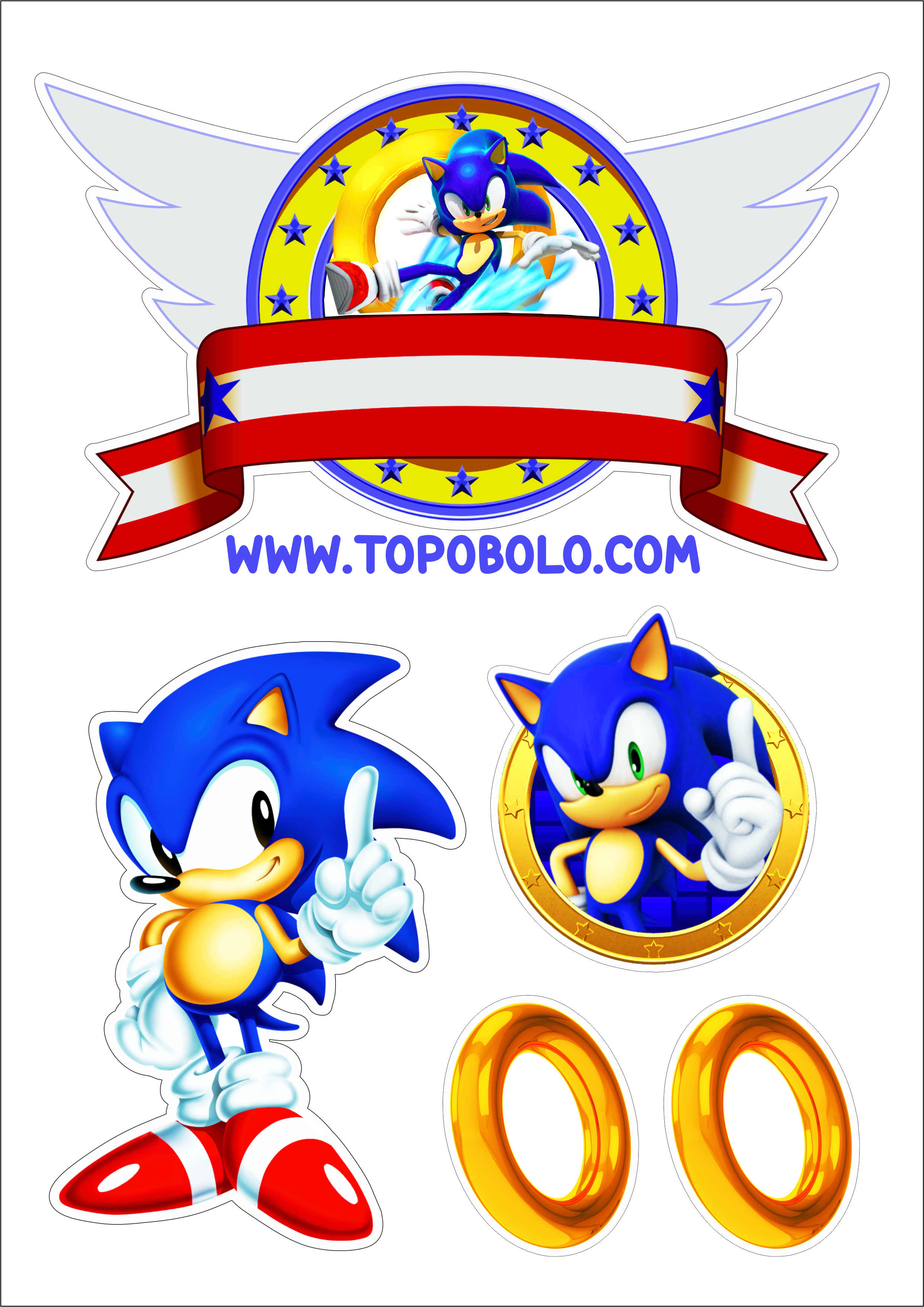 Topo de bolo Sonic The Hedgehog aniversário infantil png