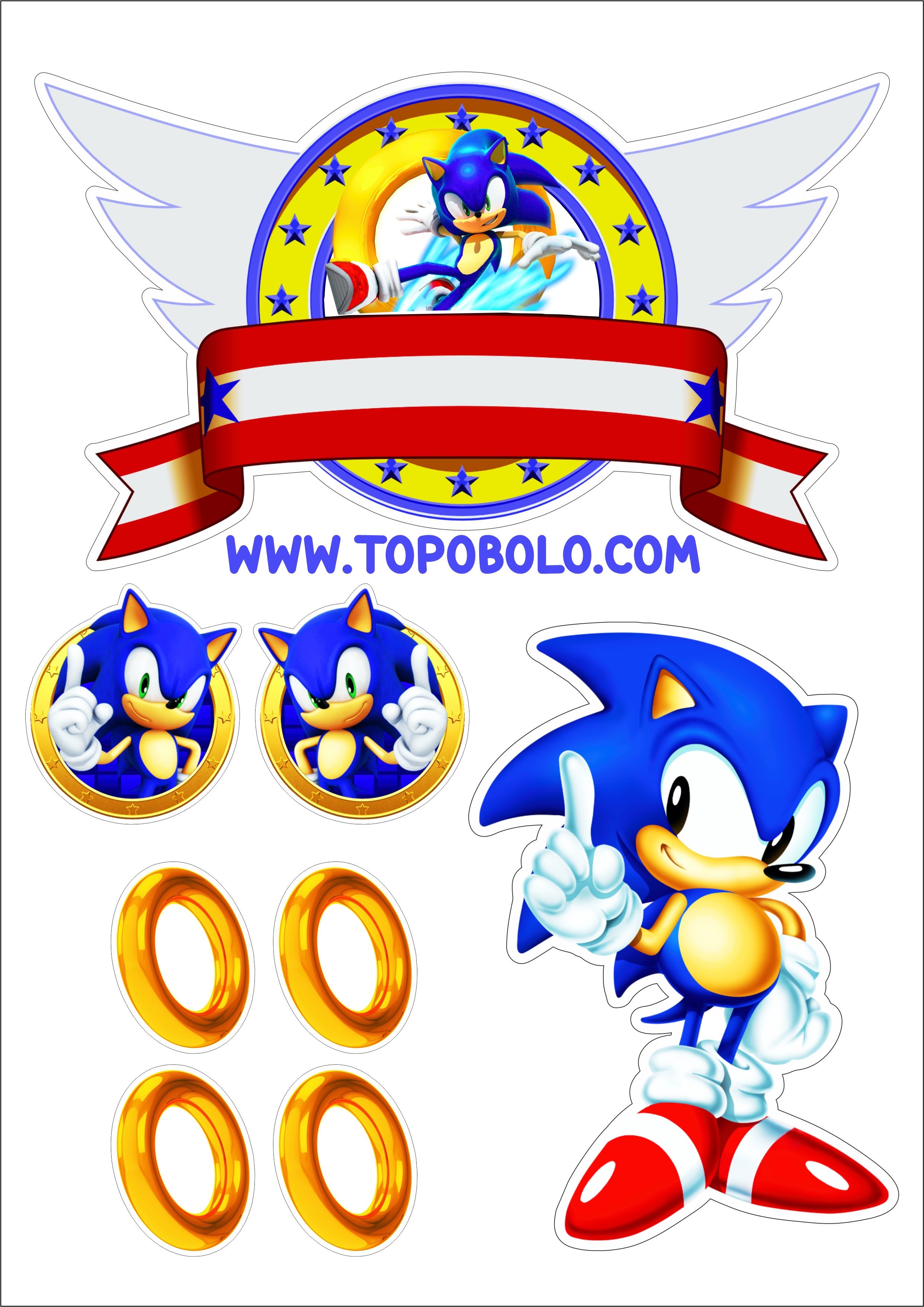Topo de bolo Sonic The Hedgehog aniversário infantil personagem png