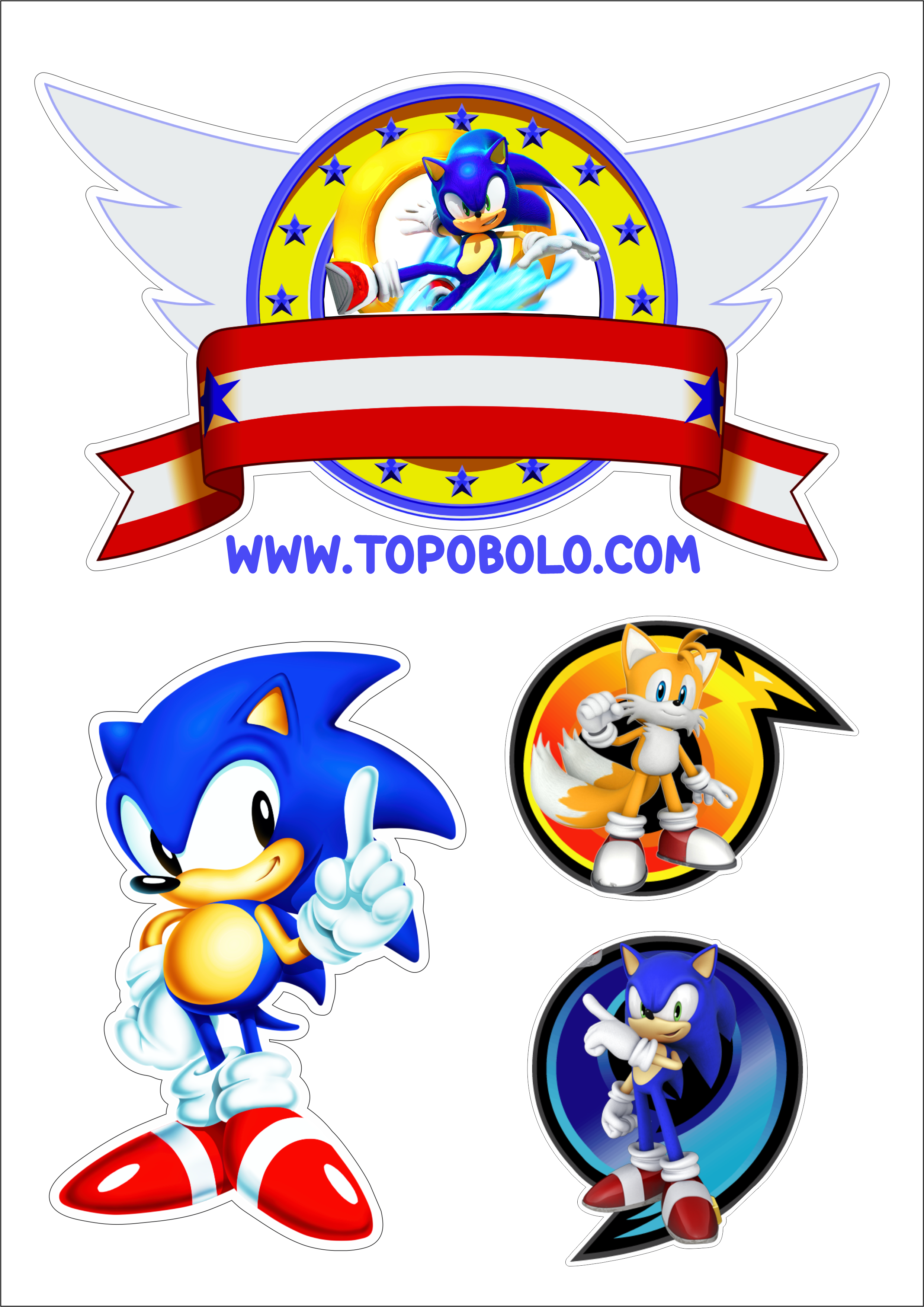 Topo de bolo Sonic The Hedgehog aniversário infantil personagem de games png
