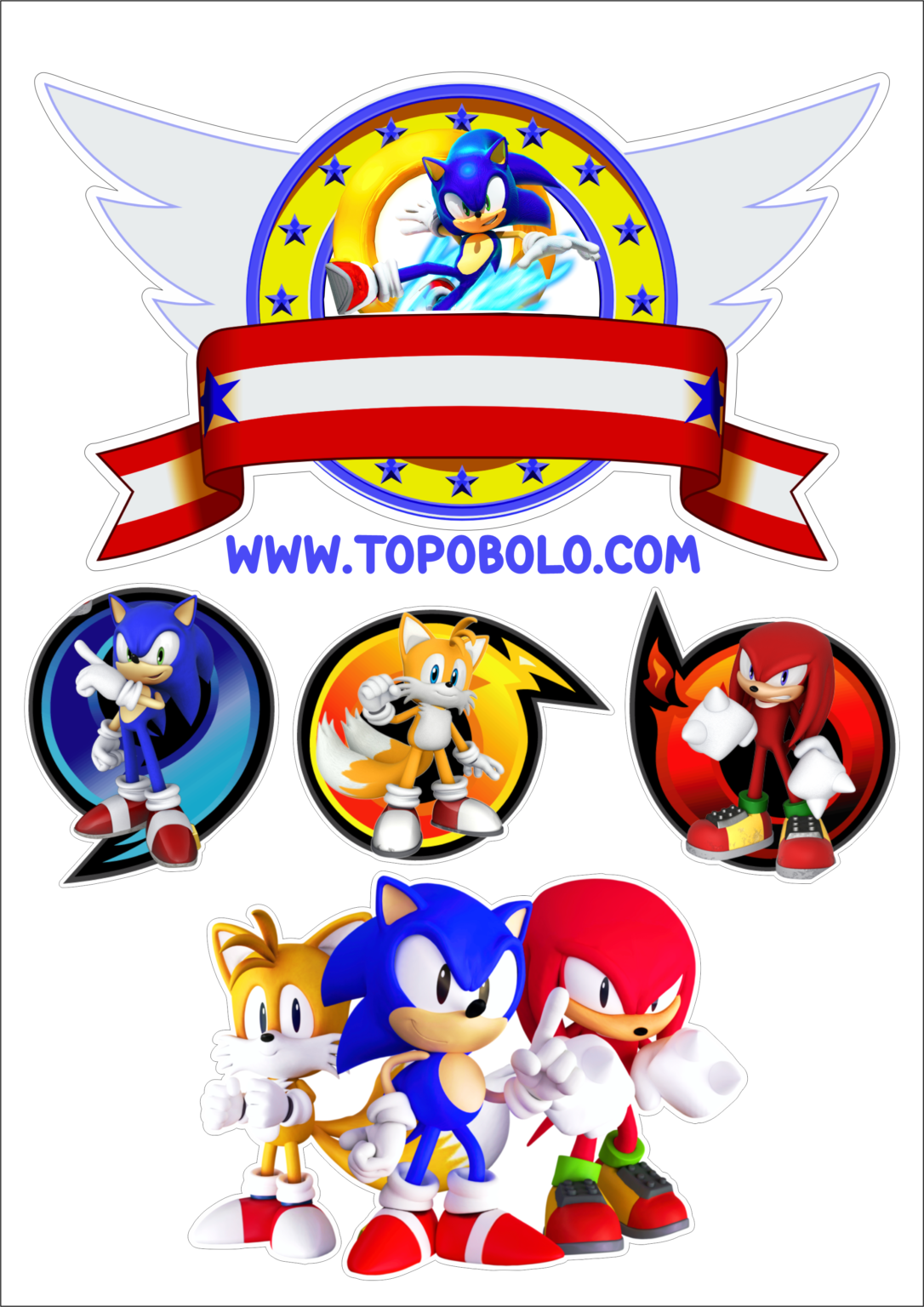 Topo de bolo Sonic The Hedgehog aniversário infantil personagem de ...